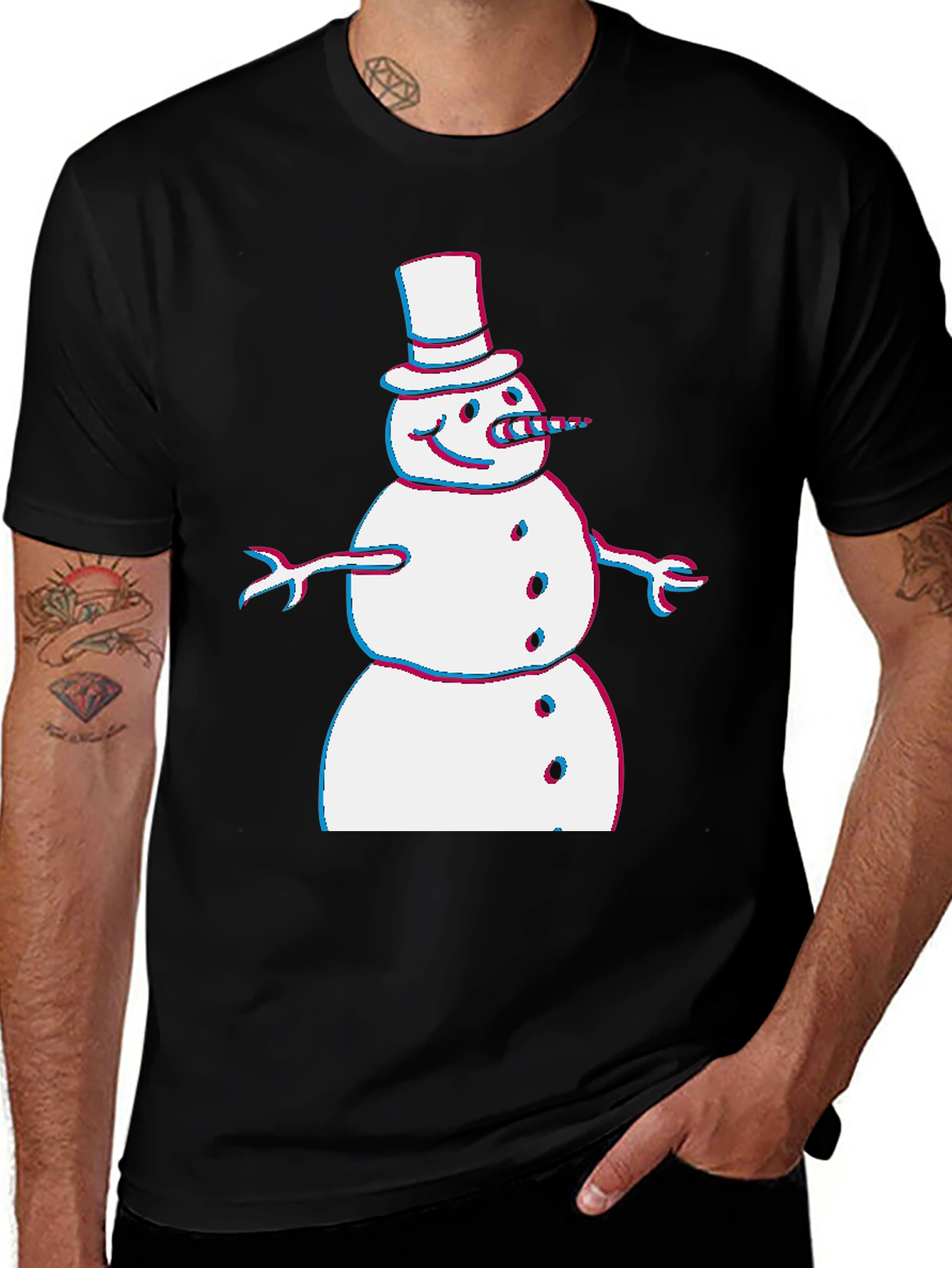 Variant 8 of Snowman Graphic T-Shirt - Classic Winter Fun