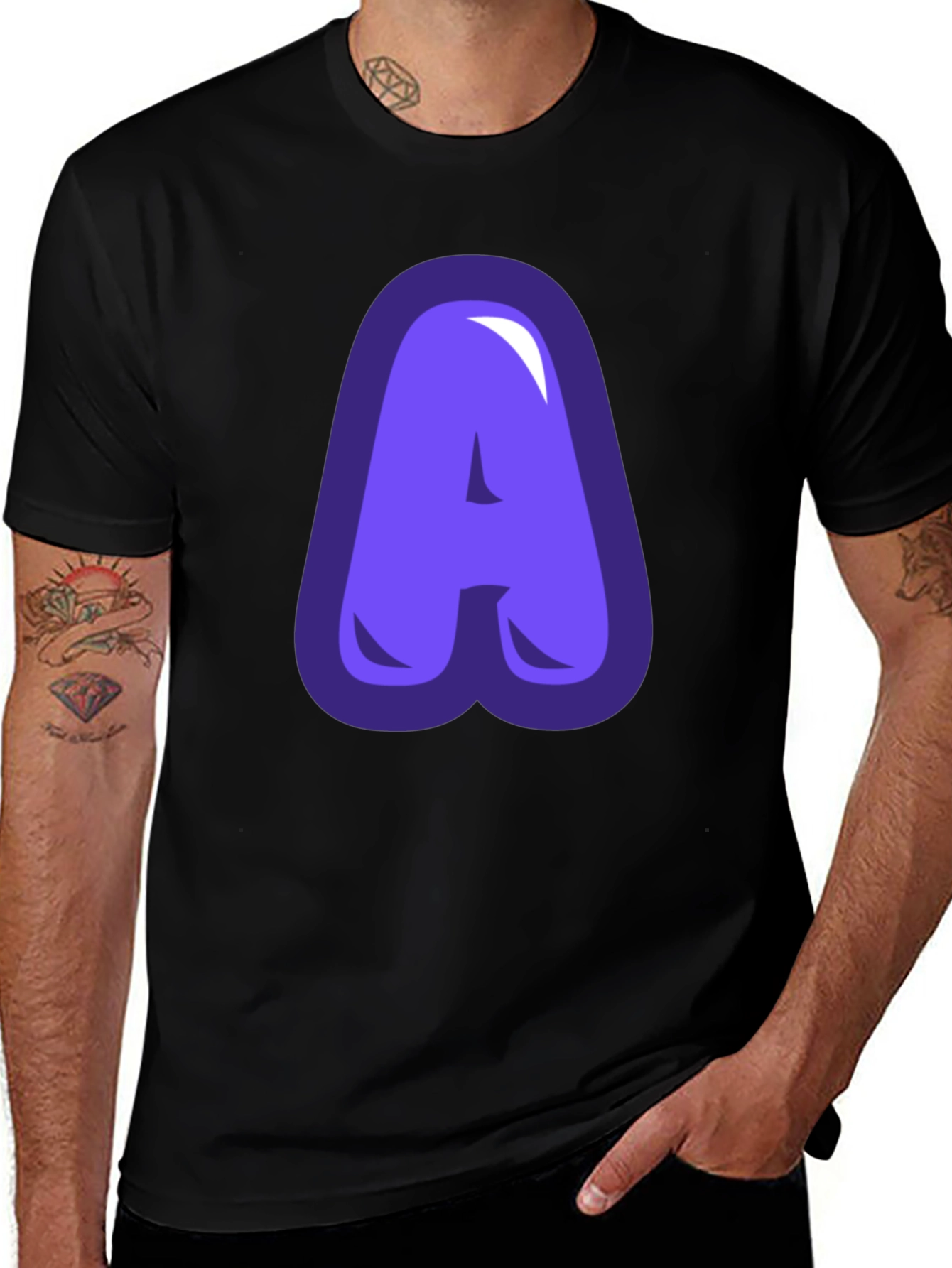 Bold 'A' Graphic Tee - Stylish Black T-Shirt