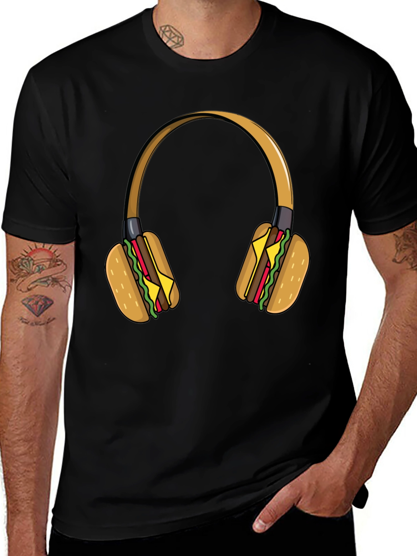 Burger Headphones Graphic Tee