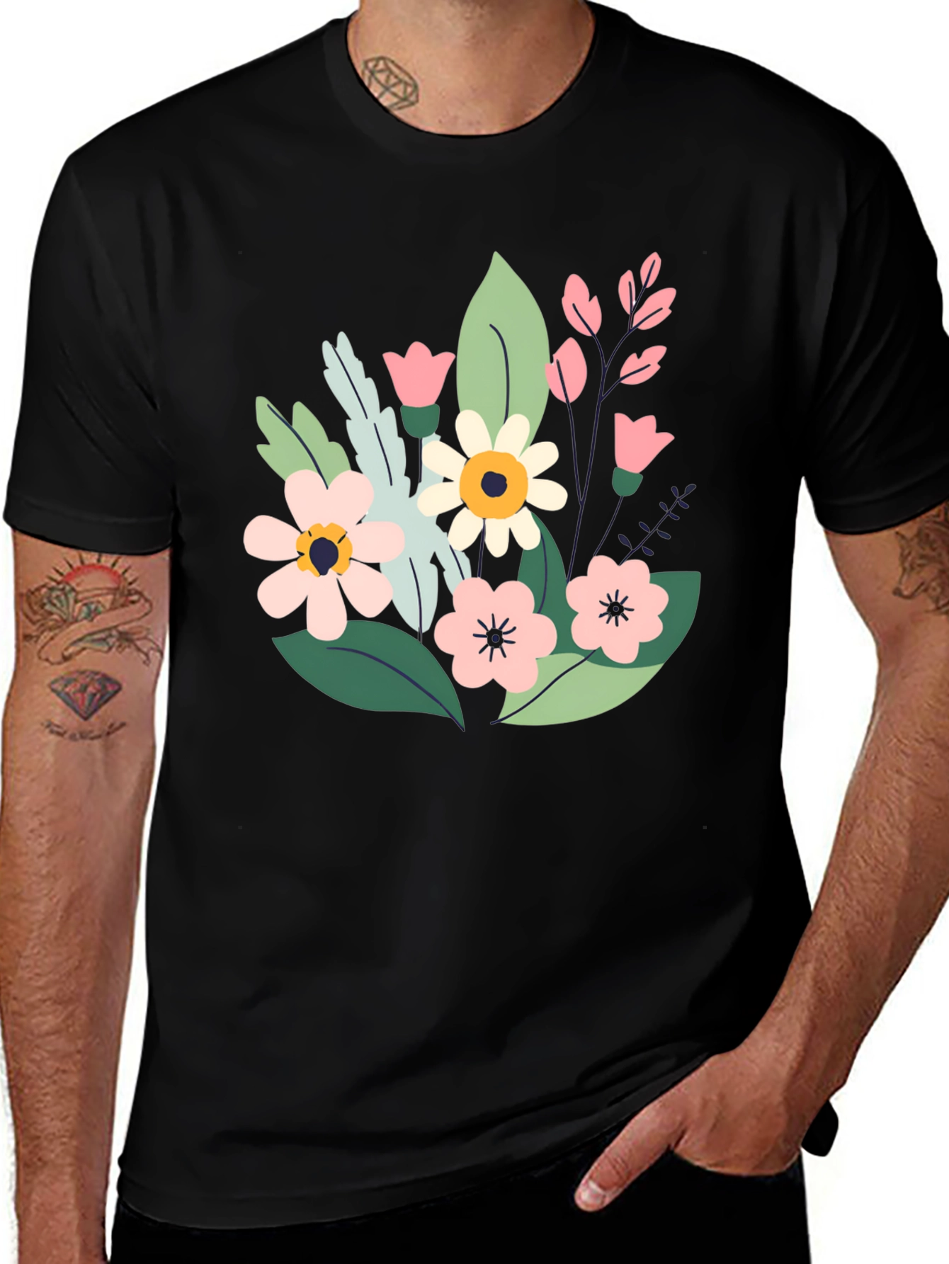 Variant 24 of Floral Graphic Black T-Shirt