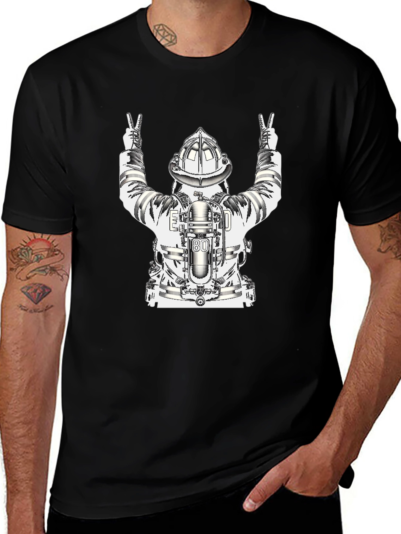 Variant 19 of Firefighter Peace Sign Graphic T-Shirt