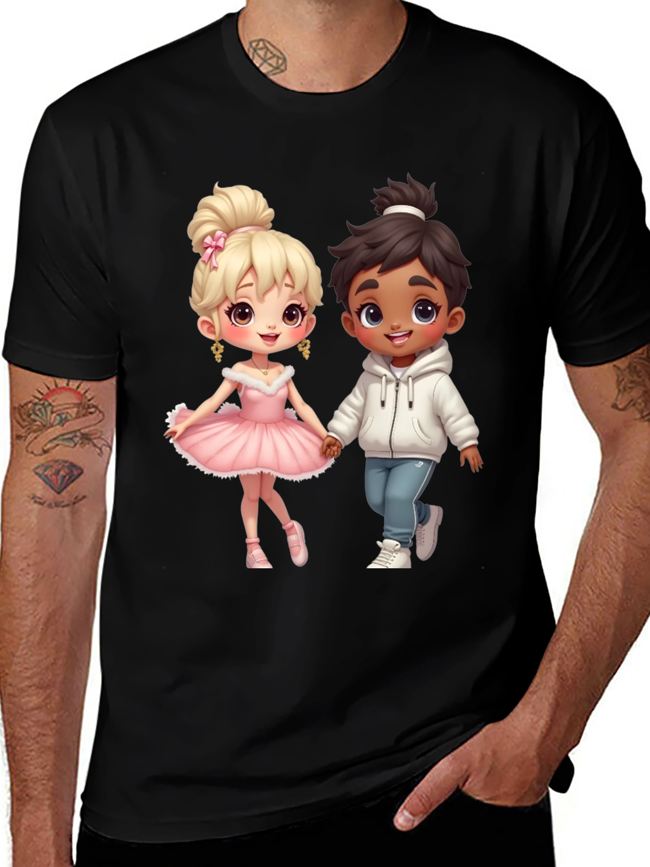 Variant 5 of Cute Cartoon Couple Graphic Tee