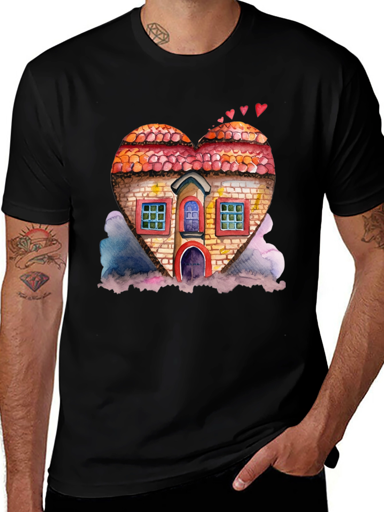 Variant 20 of Heart House Graphic Tee - Romantic Home Shirt