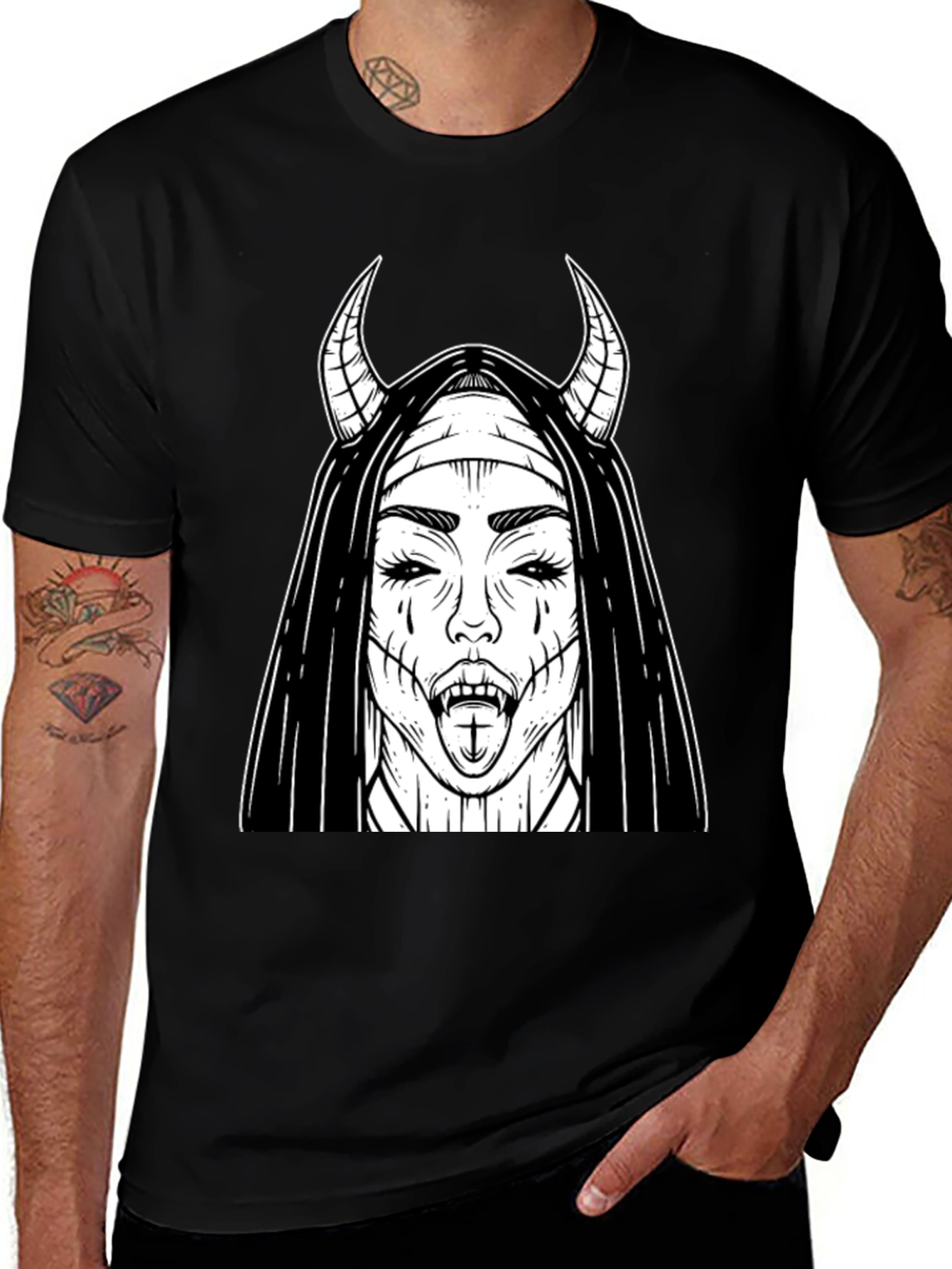 Variant 28 of Devil Nun T-Shirt - Black Graphic Tee