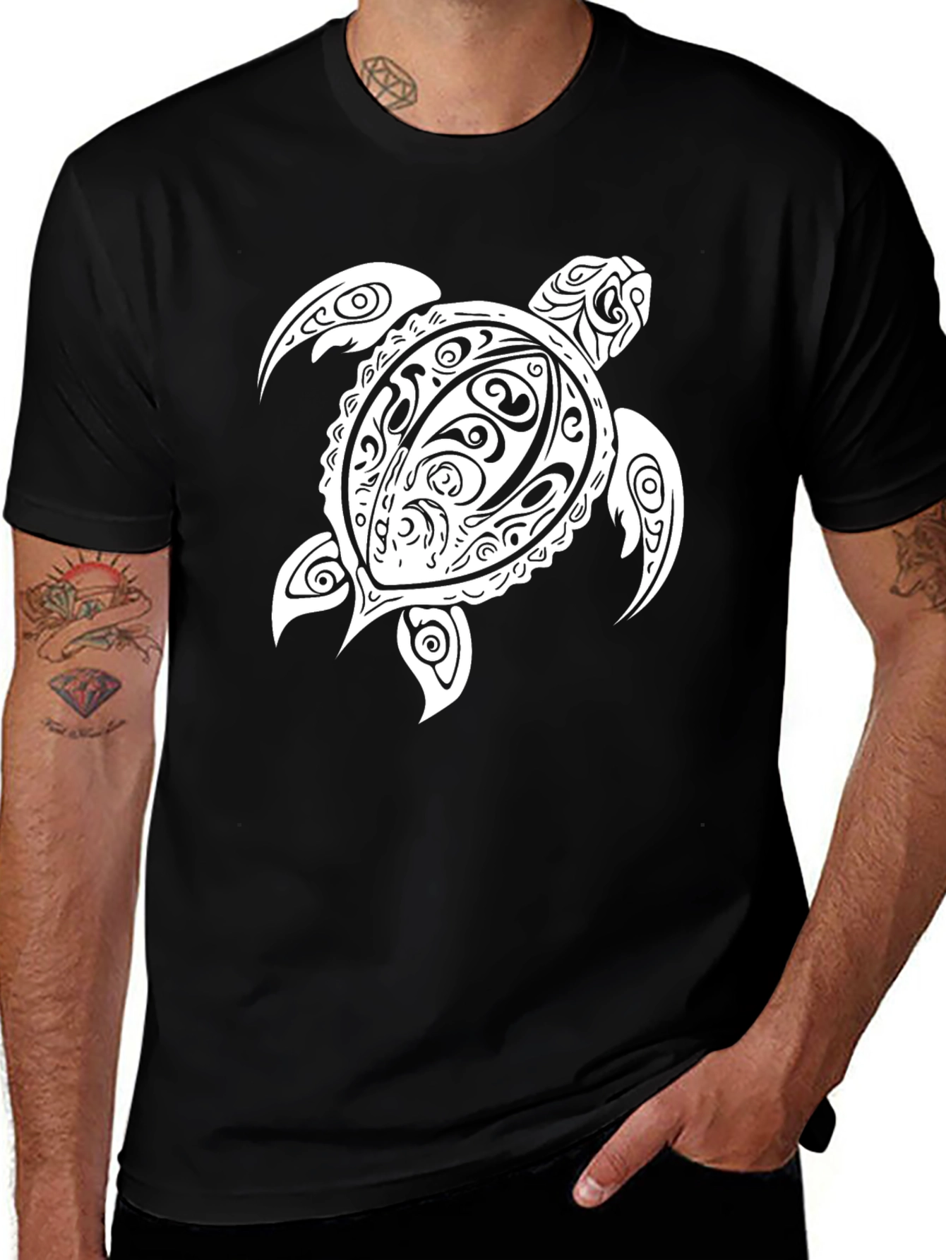Variant 6 of Tribal Turtle Graphic Tee - Black