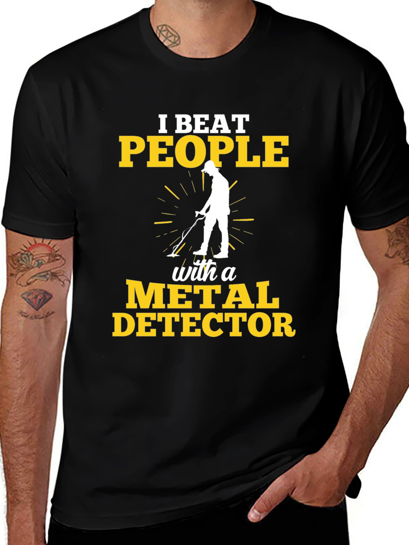 Variant 14 of I Beat People Metal Detector T-Shirt