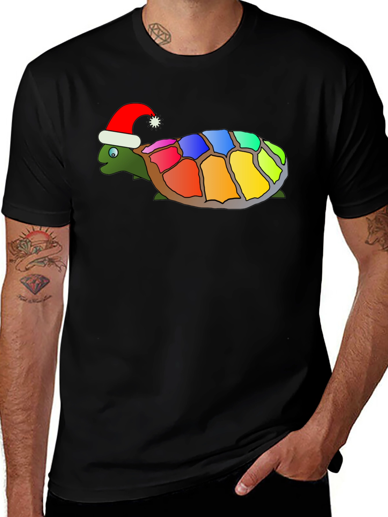 Variant 19 of Festive Rainbow Turtle Graphic Tee