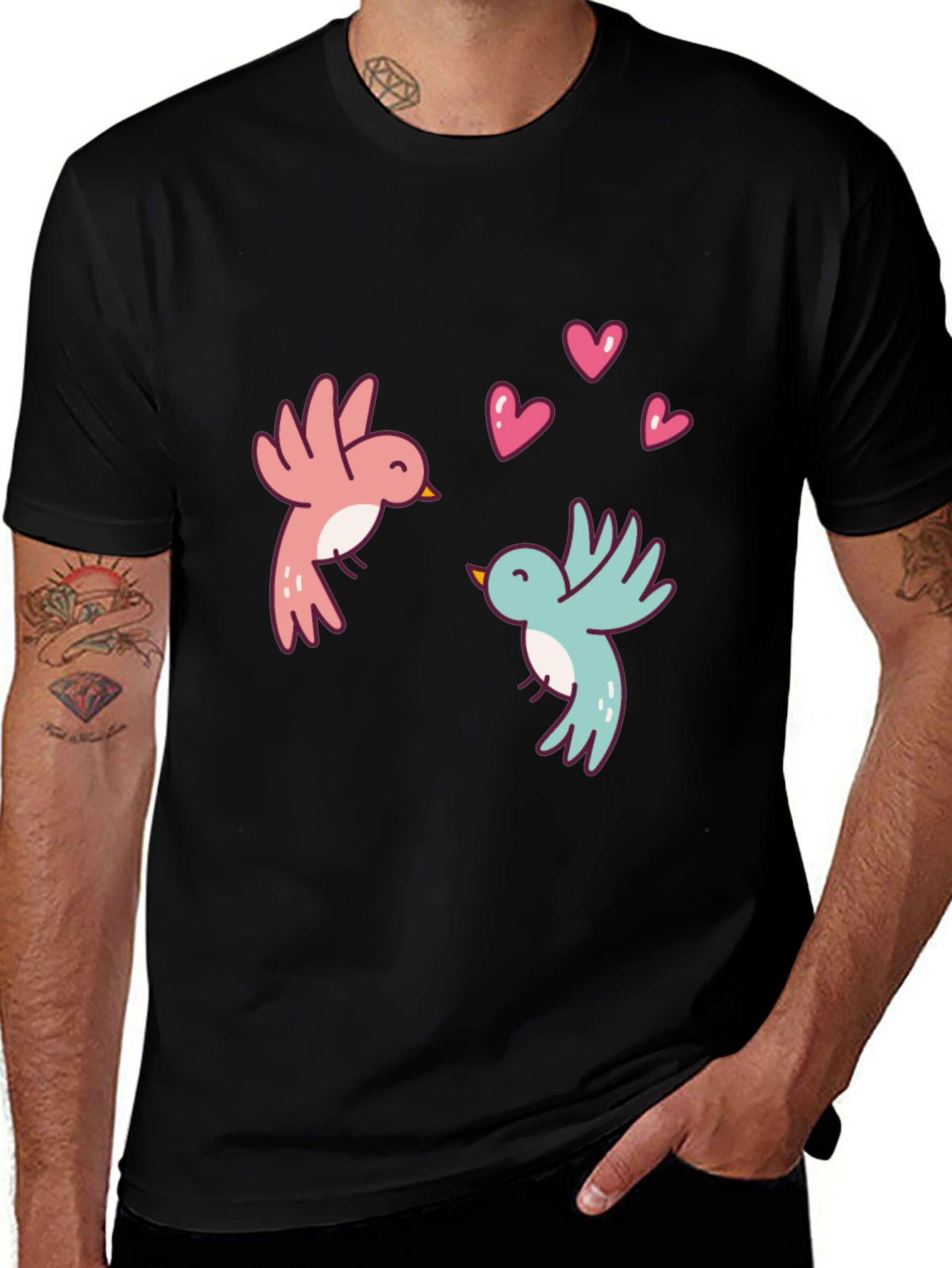 Variant 19 of Love Birds Graphic Tee - Black