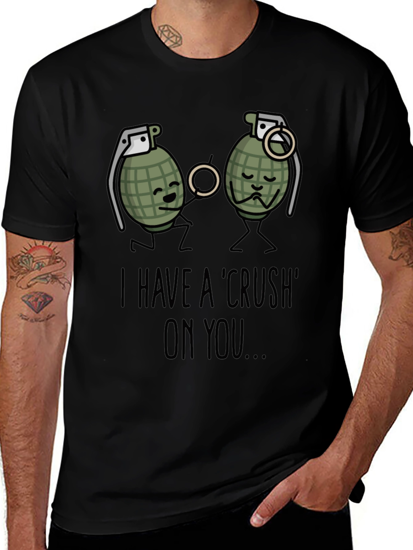 Black I Have A Crush On You T-Shirt Funny Grenade main image