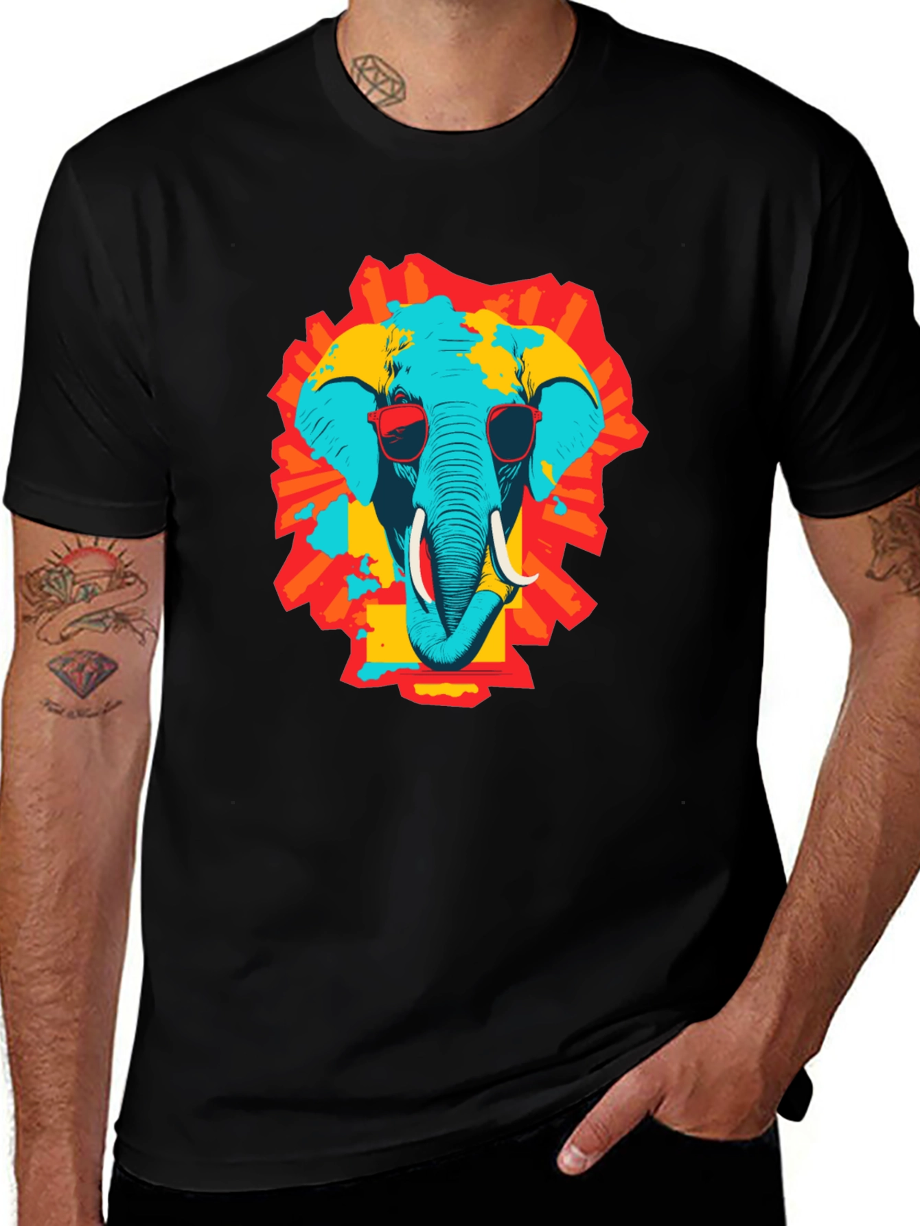 Variant 29 of Cool Elephant Graphic Print Black T-Shirt