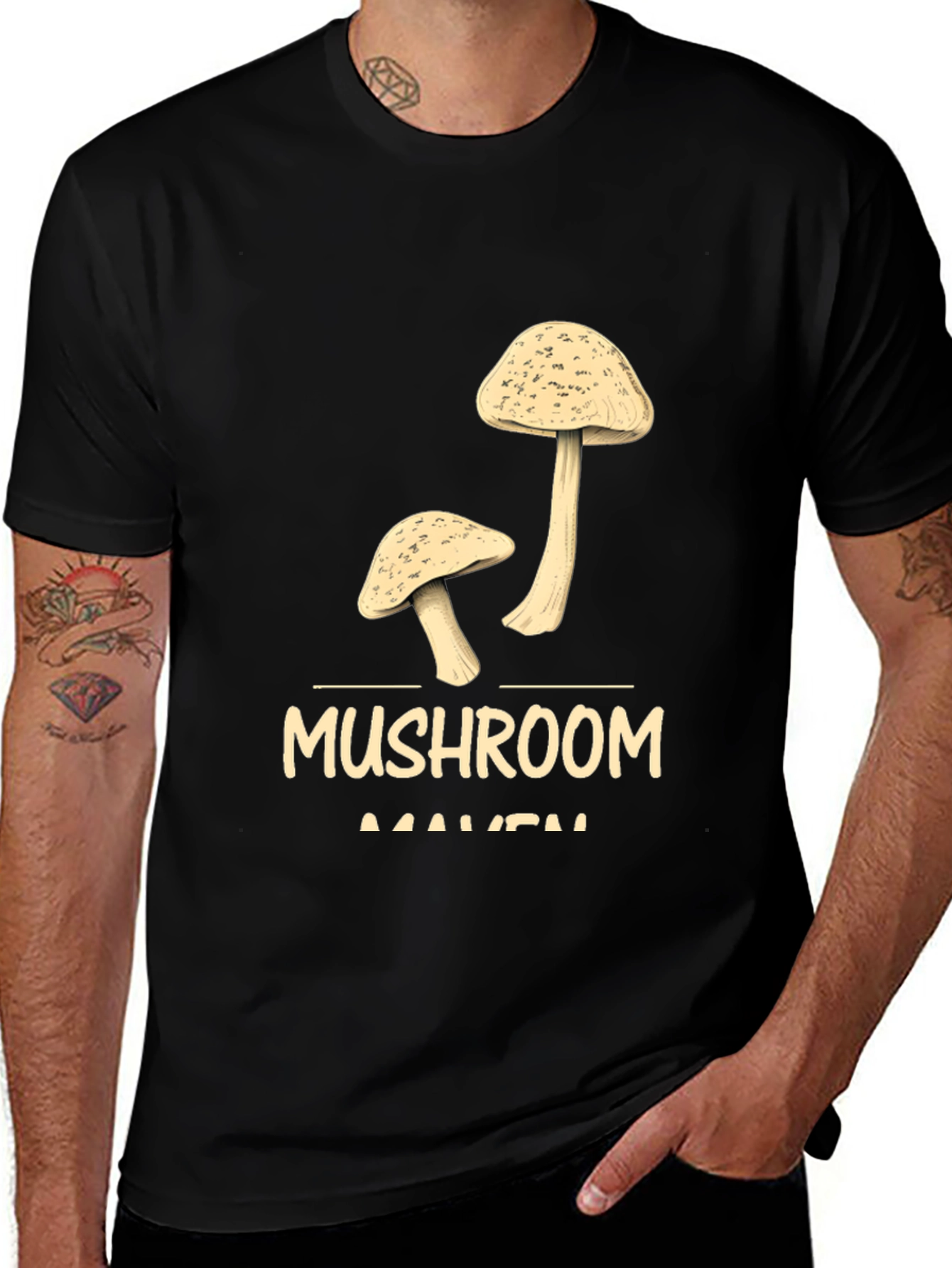 Variant 5 of Mushroom Maven Graphic Tee - Black Cotton T-Shirt