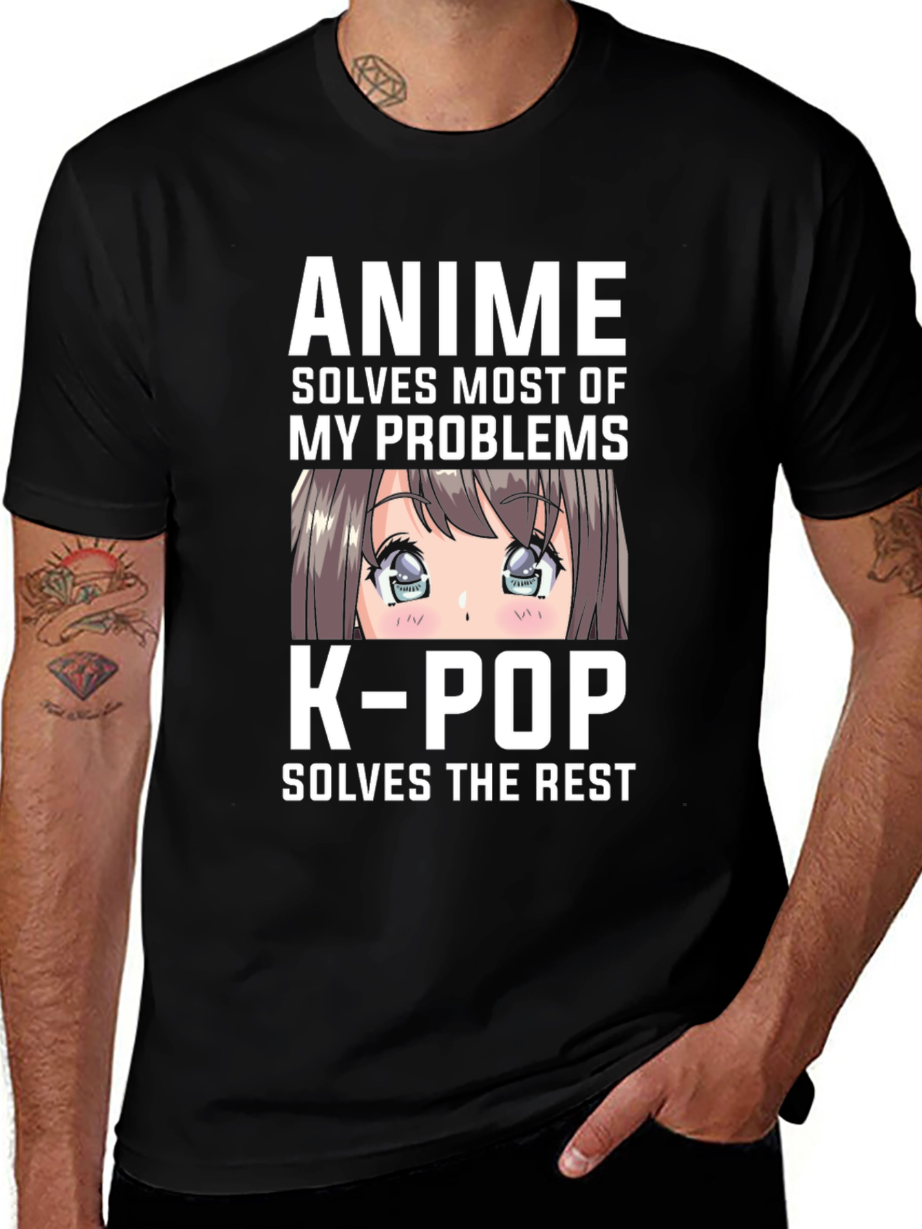 Black Anime & K-Pop Solves My Problems Tee main image