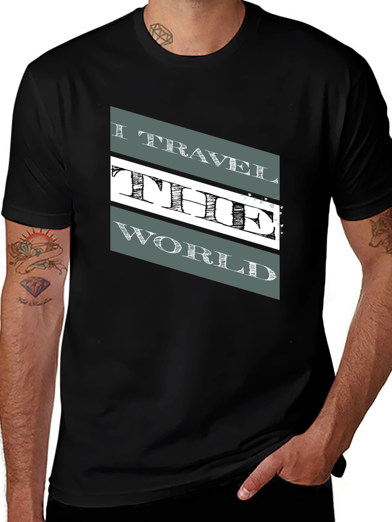 Variant 5 of I Travel The World Graphic Tee - Black