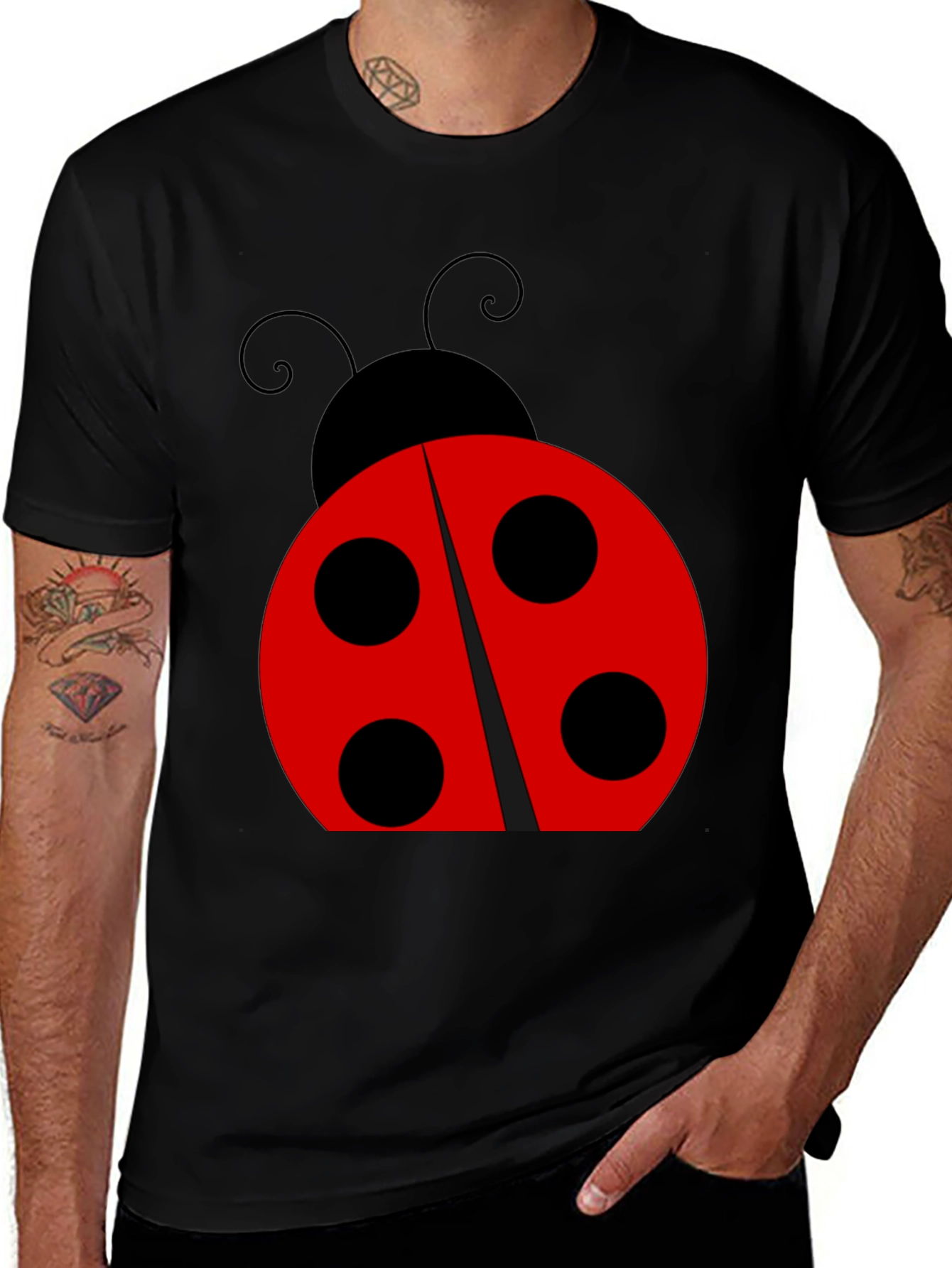 Variant 3 of Ladybug Graphic Tee - Black Cotton Blend Shirt