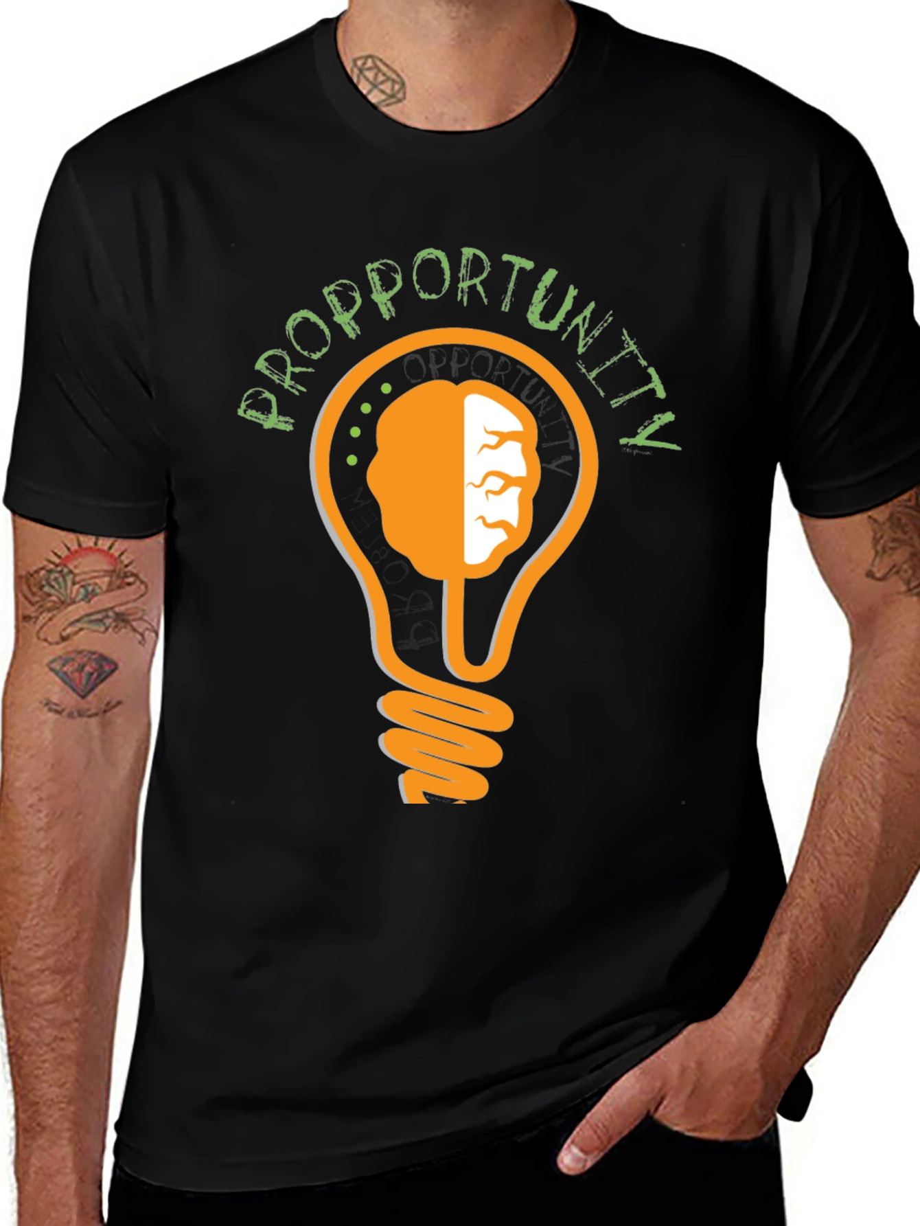Variant 26 of Propportunity Brain Bulb Black T-Shirt