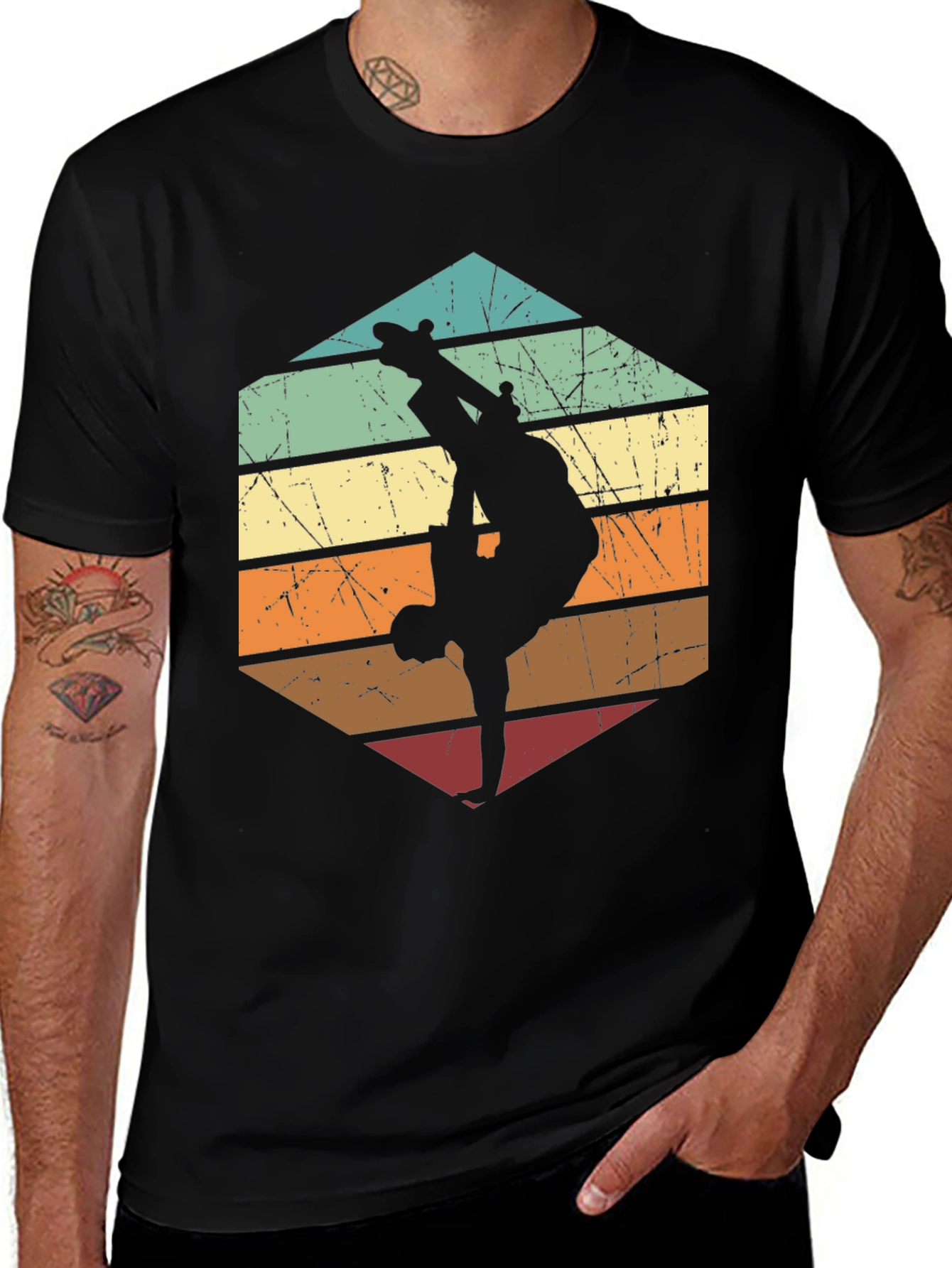 Variant 17 of Retro Skateboard Silhouette Graphic Tee
