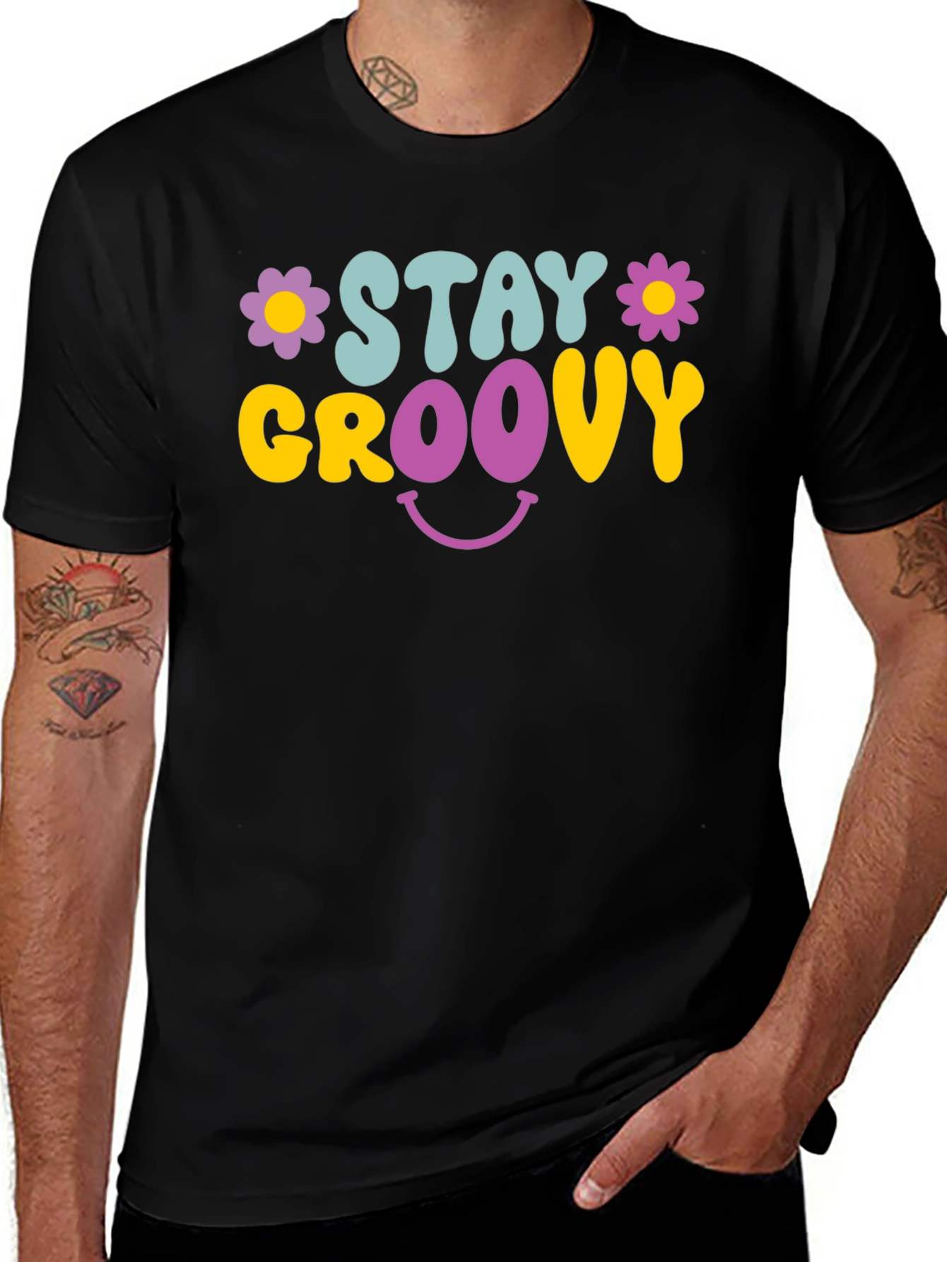Variant 24 of Stay Groovy Graphic Tee - Retro Smiley Face T-Shirt