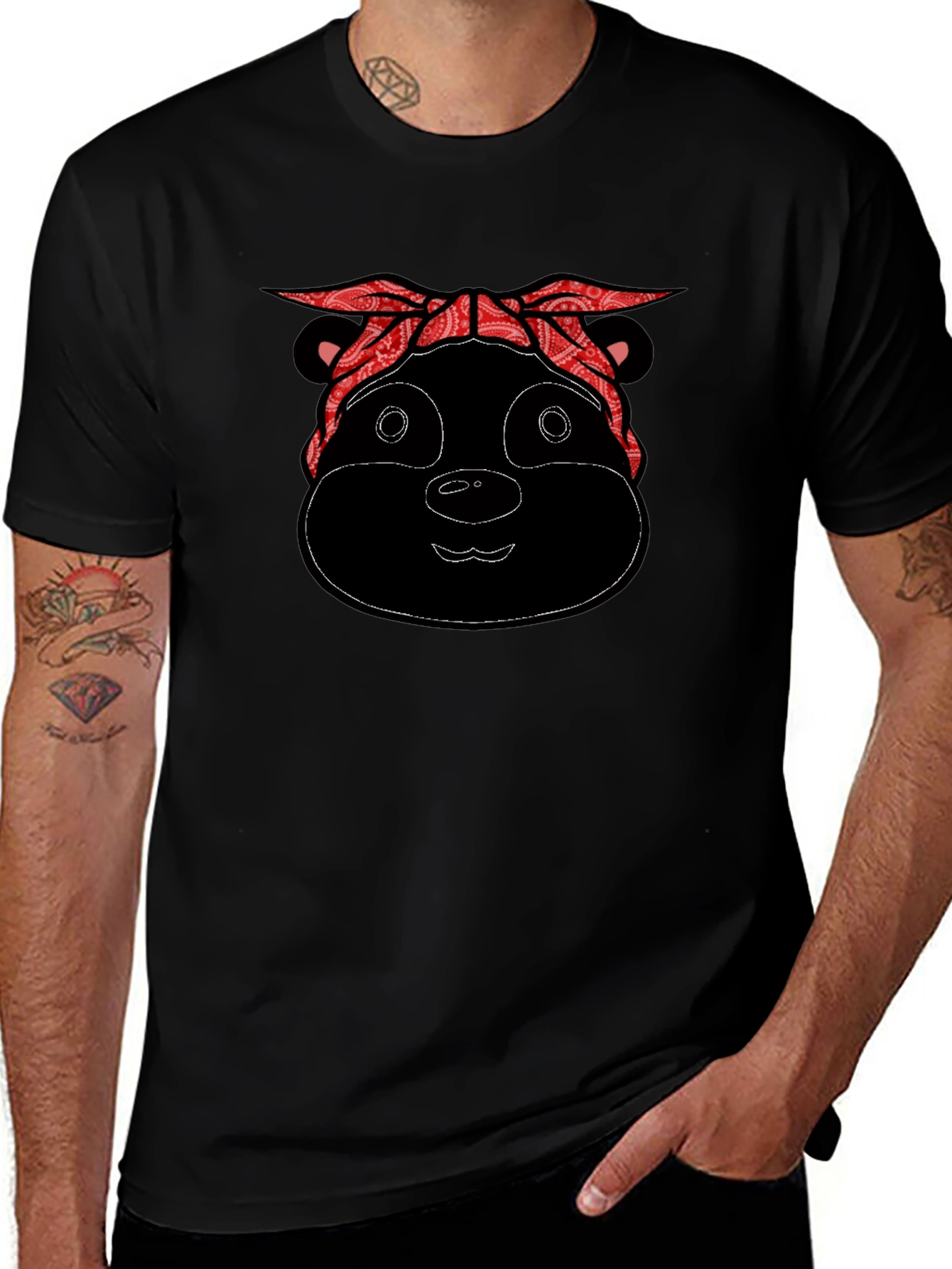 Black Bandana Bear Black T-Shirt main image