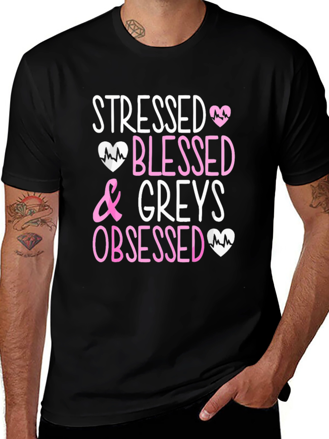 Variant 13 of Stressed Blessed & Greys Obsessed Graphic Tee