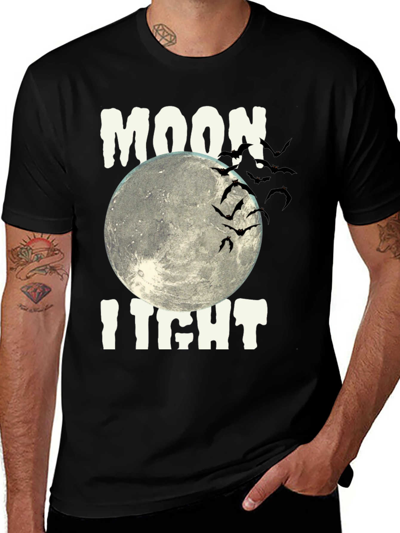 Variant 25 of Moonlight Halloween Bats Graphic Tee