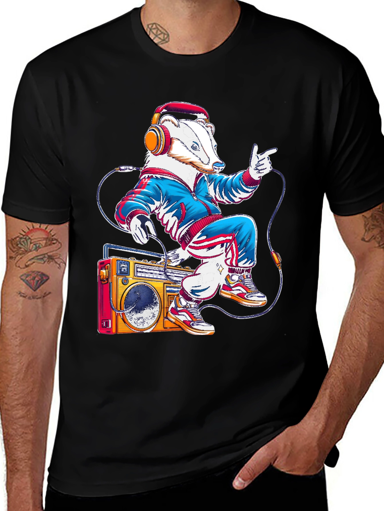 Variant 7 of Retro Badger Graphic Tee