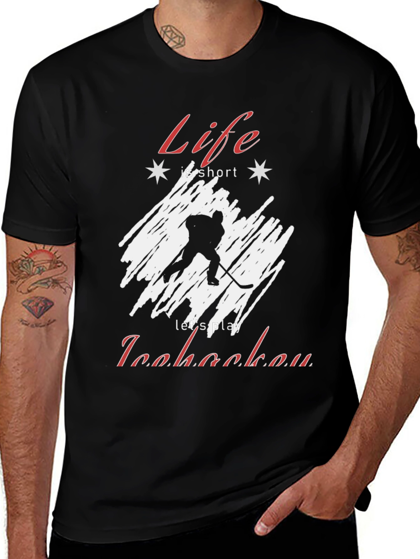 Variant 23 of Life is Short, Ice Hockey Graphic T-Shirt