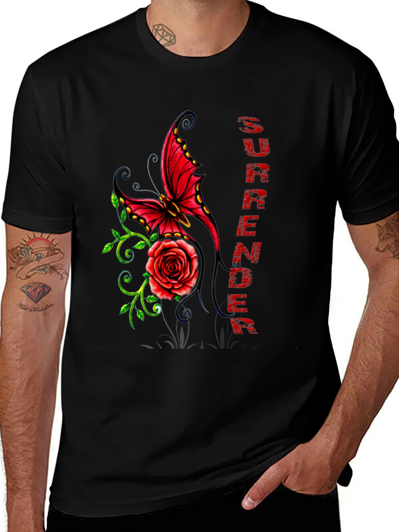 Variant 17 of Surrender Butterfly & Rose Graphic Tee