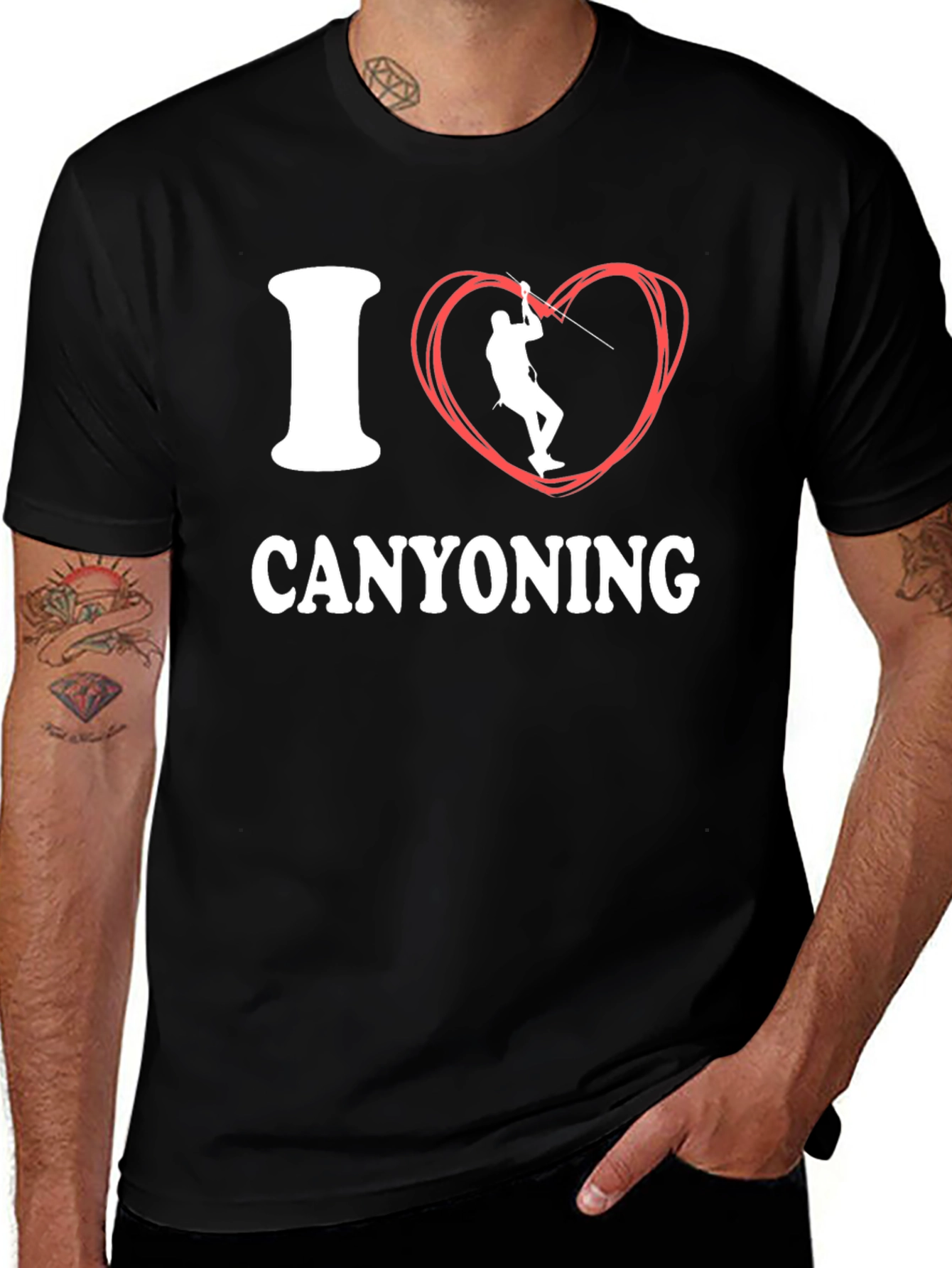 Variant 16 of I Heart Canyoning Graphic T-Shirt - Black
