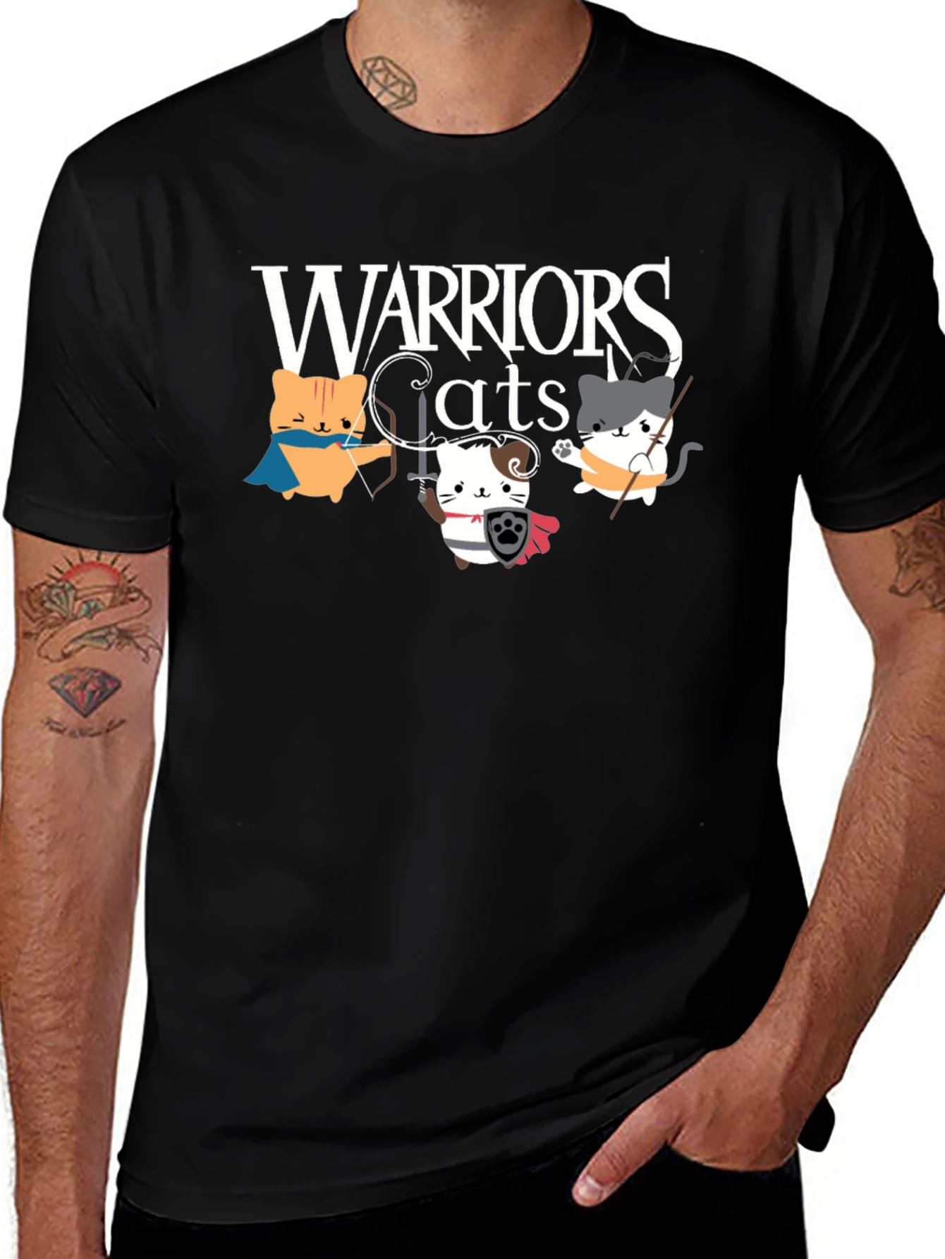 Variant 18 of Warriors Cats Graphic T-Shirt - Black