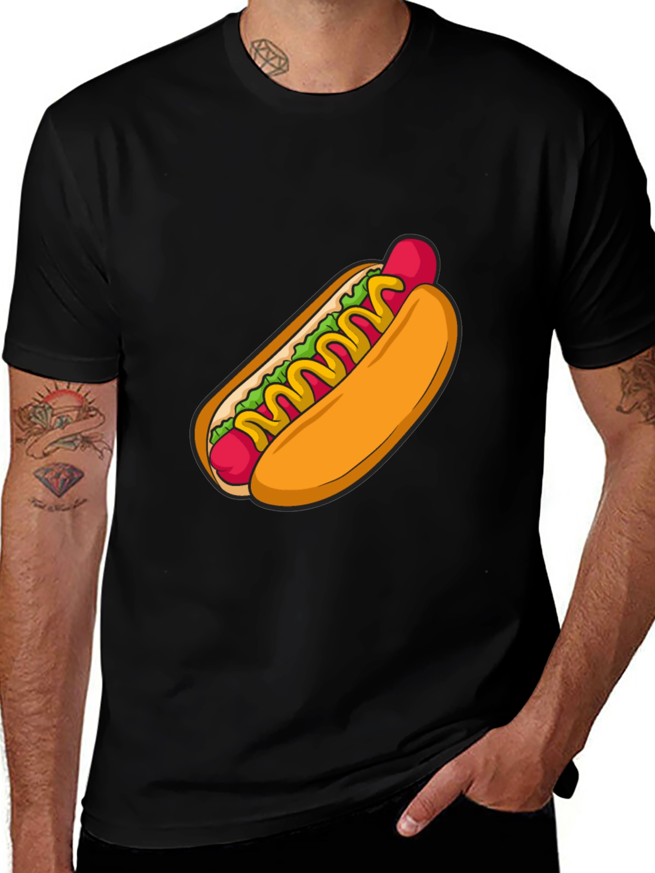 Variant 26 of Hot Dog Graphic Tee - Unisex Black T-Shirt
