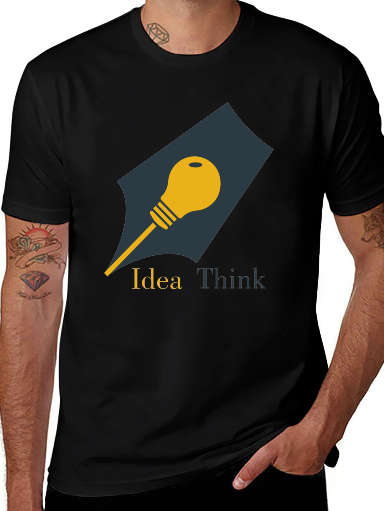 Variant 21 of Idea Think Graphic Tee - Mens Black Cotton T-Shirt