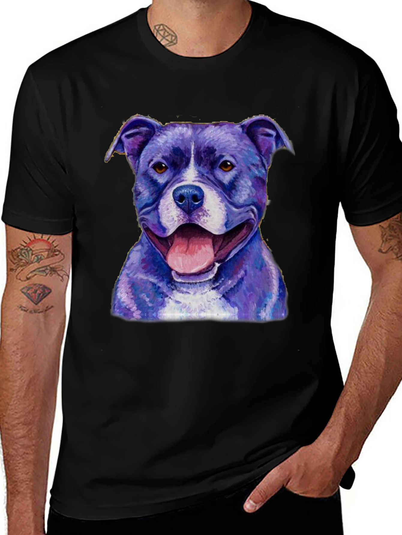 Variant 27 of Pitbull Dog Graphic Tee - Black Cotton Comfort