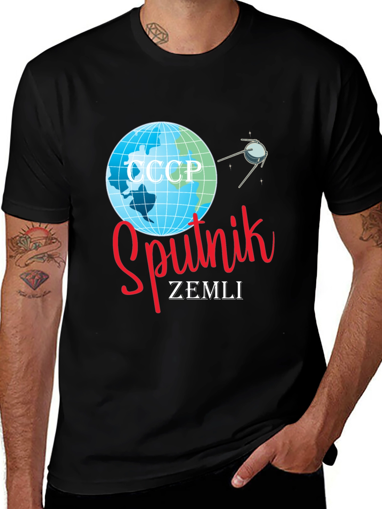 Sputnik Earth T-Shirt - Retro Space Design