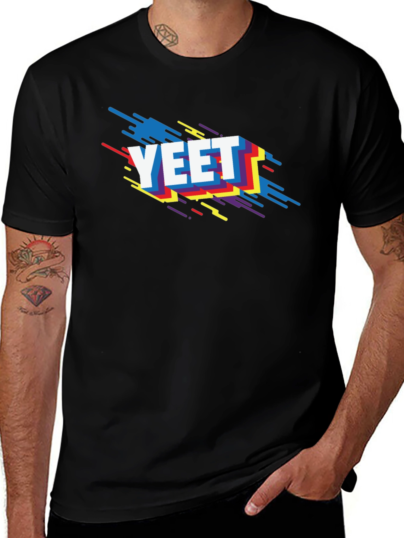 YEET Graphic Print Black T-Shirt