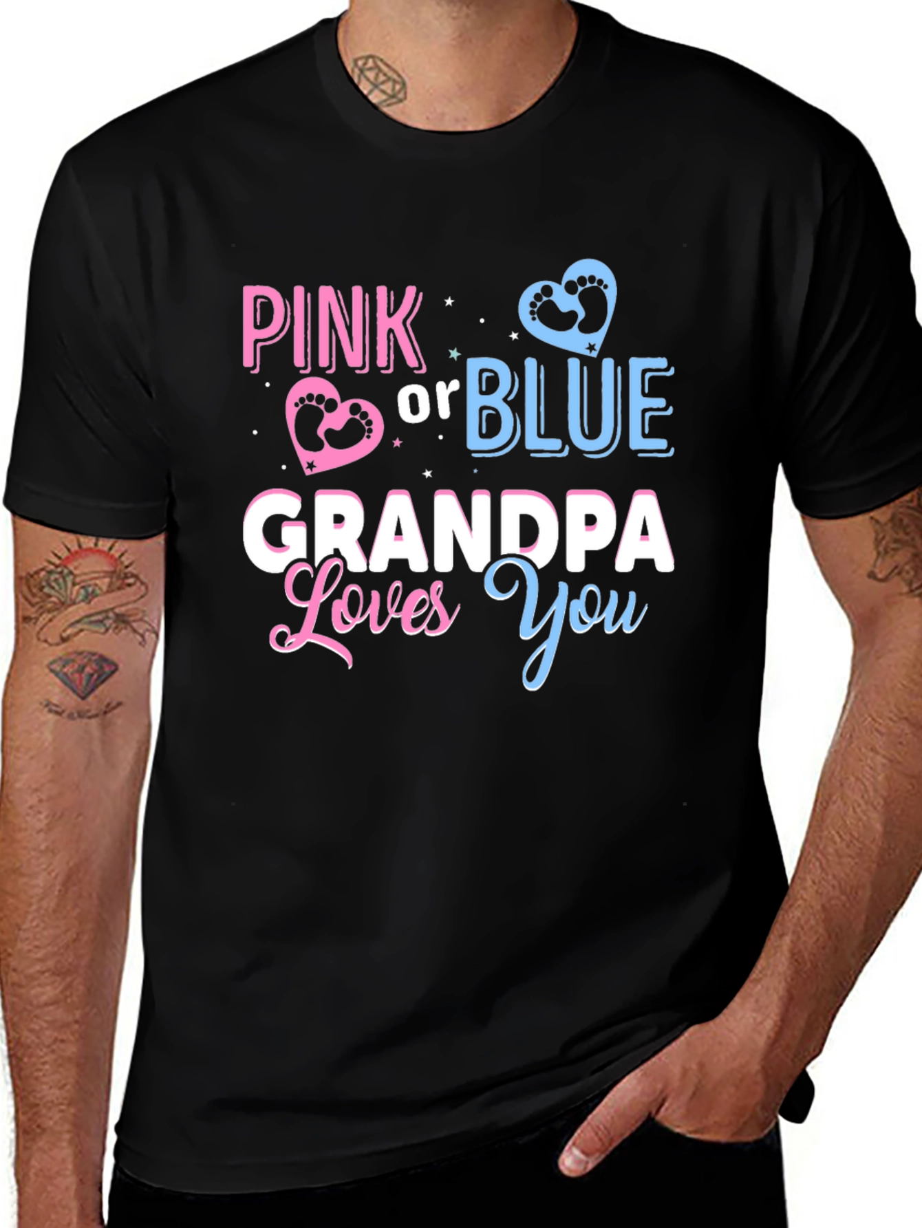 Variant 22 of Pink or Blue Grandpa Loves You T-Shirt