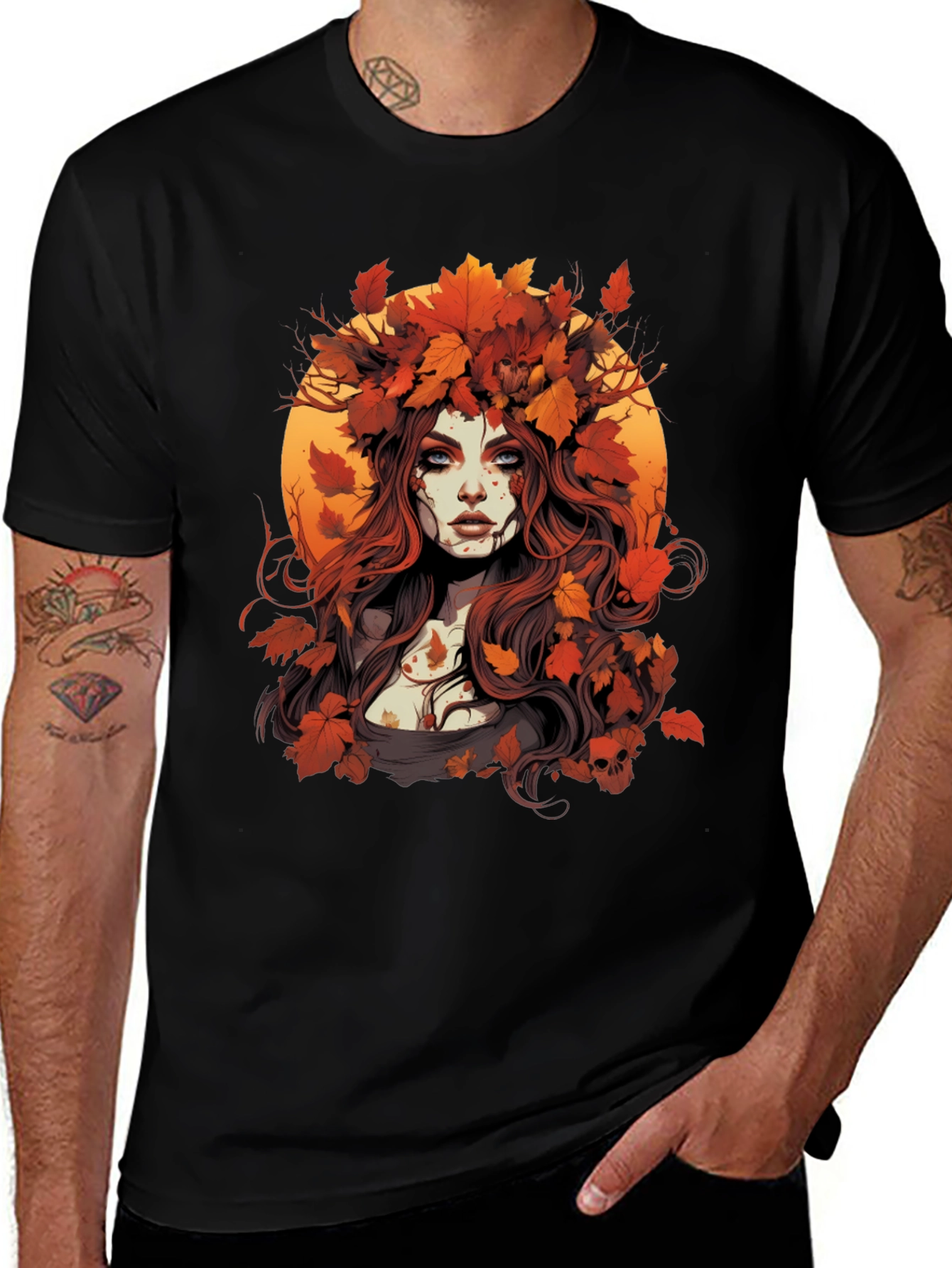 Variant 20 of Autumn Maiden Graphic Tee - Men's Black T-Shirt