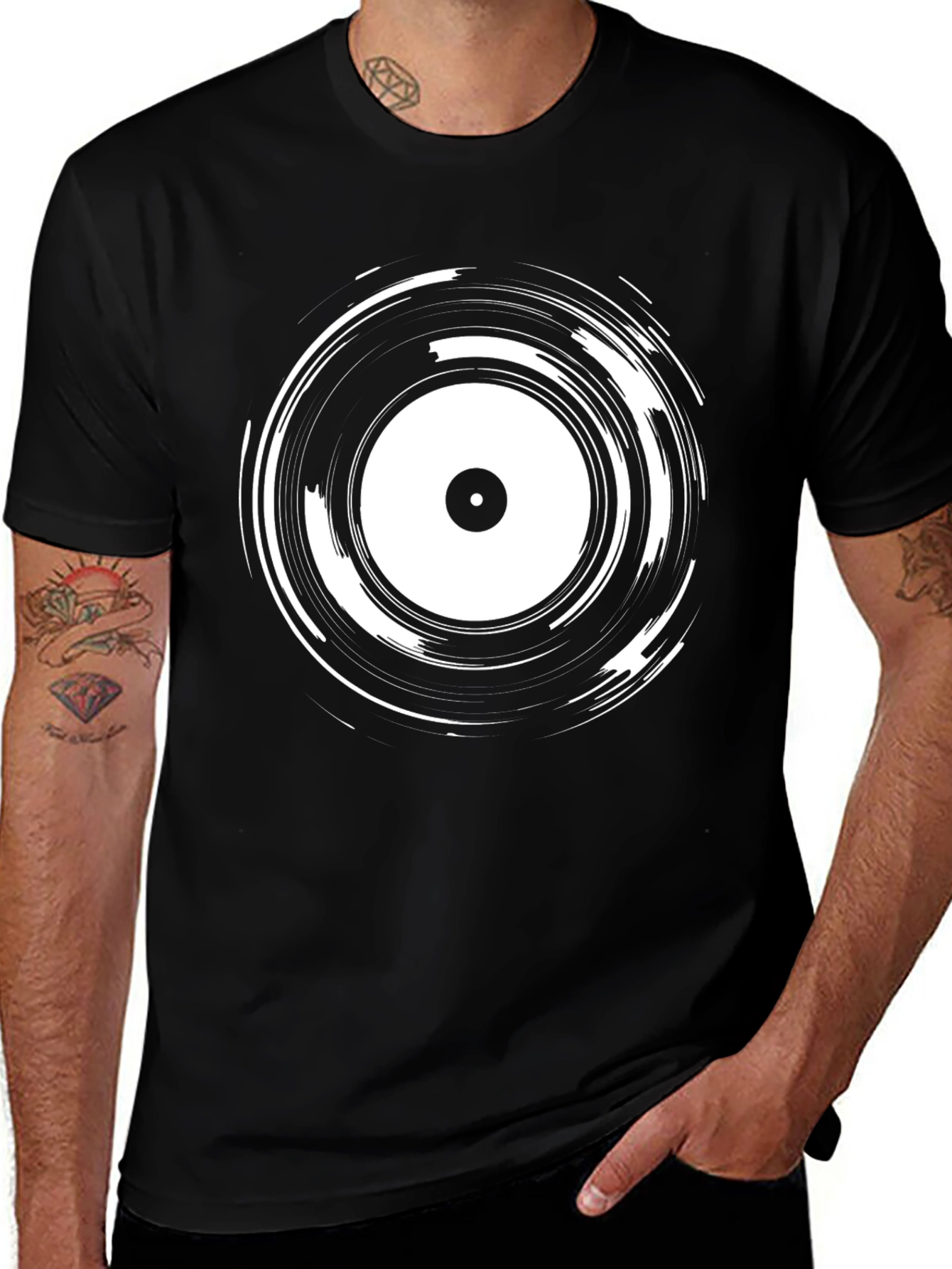 Variant 22 of Vinyl Record Graphic Tee - Black Cotton Blend