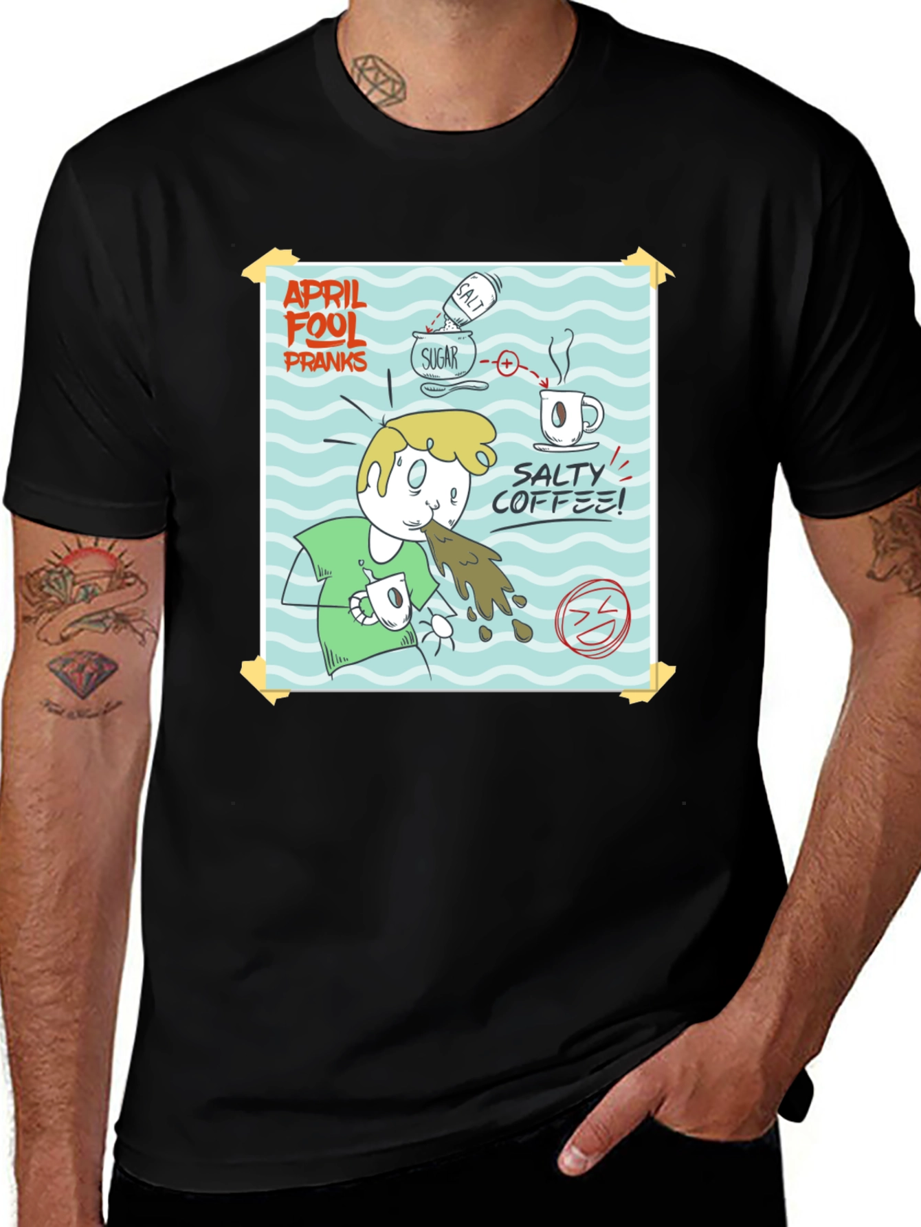 Black Salty Coffee Prank T-Shirt - April Fool's Joke main image