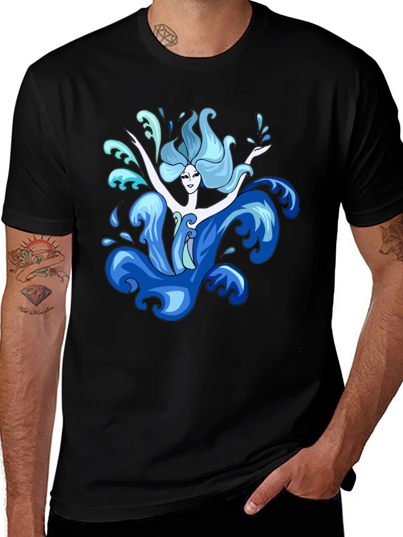 Variant 8 of Water Goddess Graphic Black T-Shirt