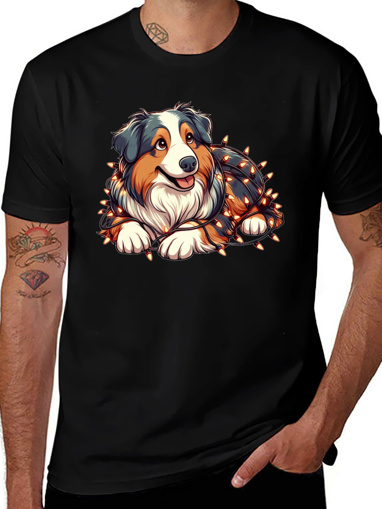 Variant 26 of Festive Dog Graphic Tee - Holiday Cheer!