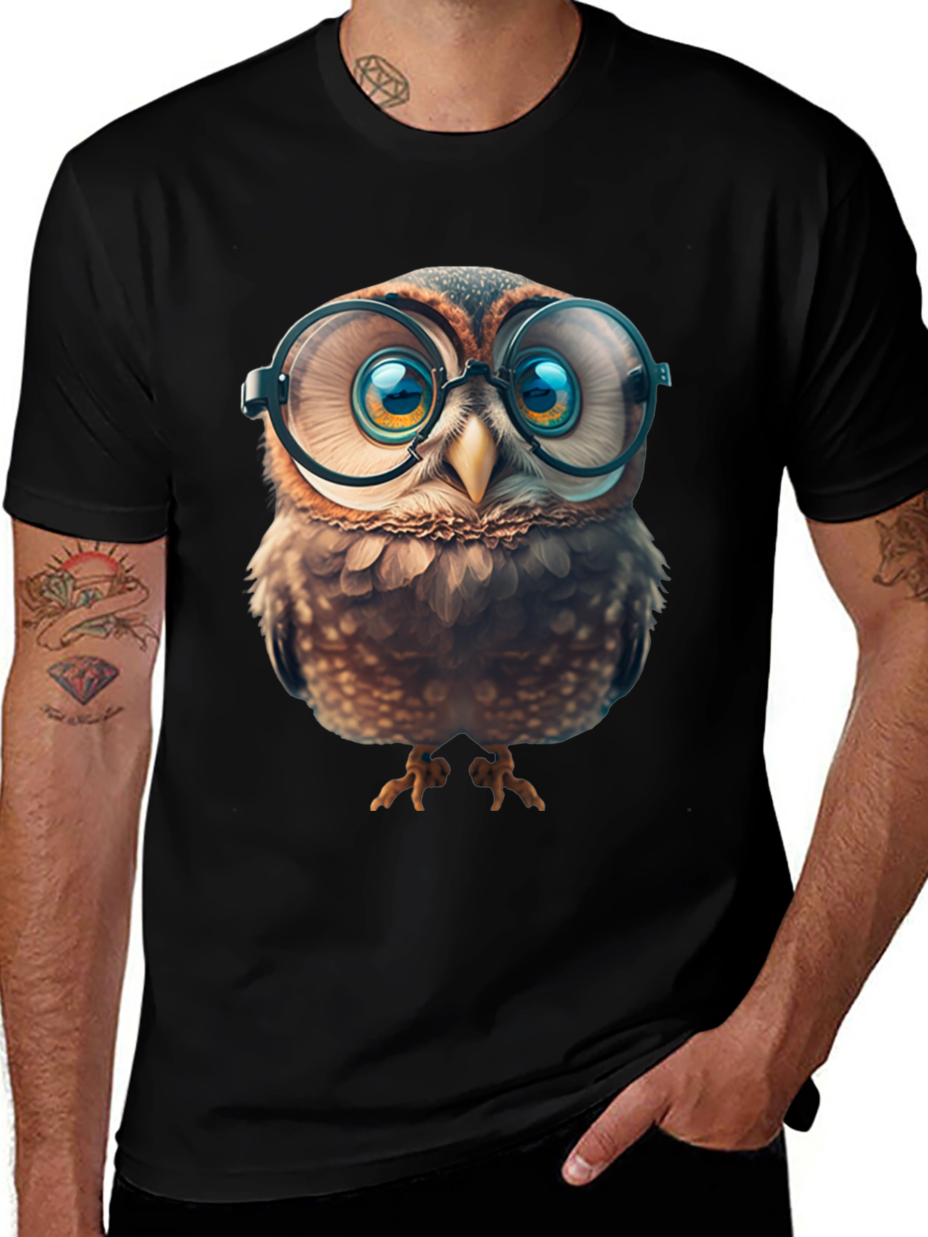 Variant 9 of Owl with Glasses T-Shirt - Funny Animal Graphic Tee