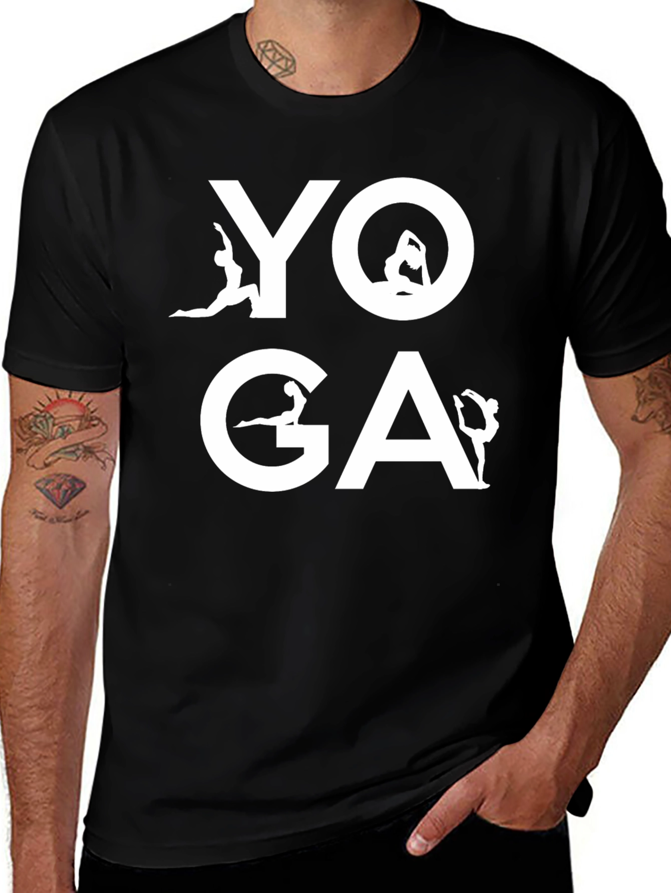 Variant 22 of Yoga Pose Graphic Black T-Shirt