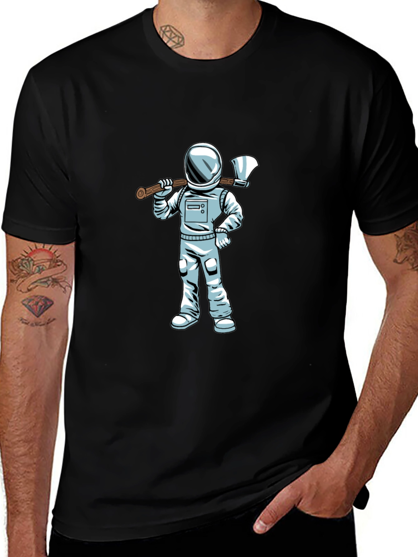 Variant 17 of Astronaut Axe Black T-Shirt