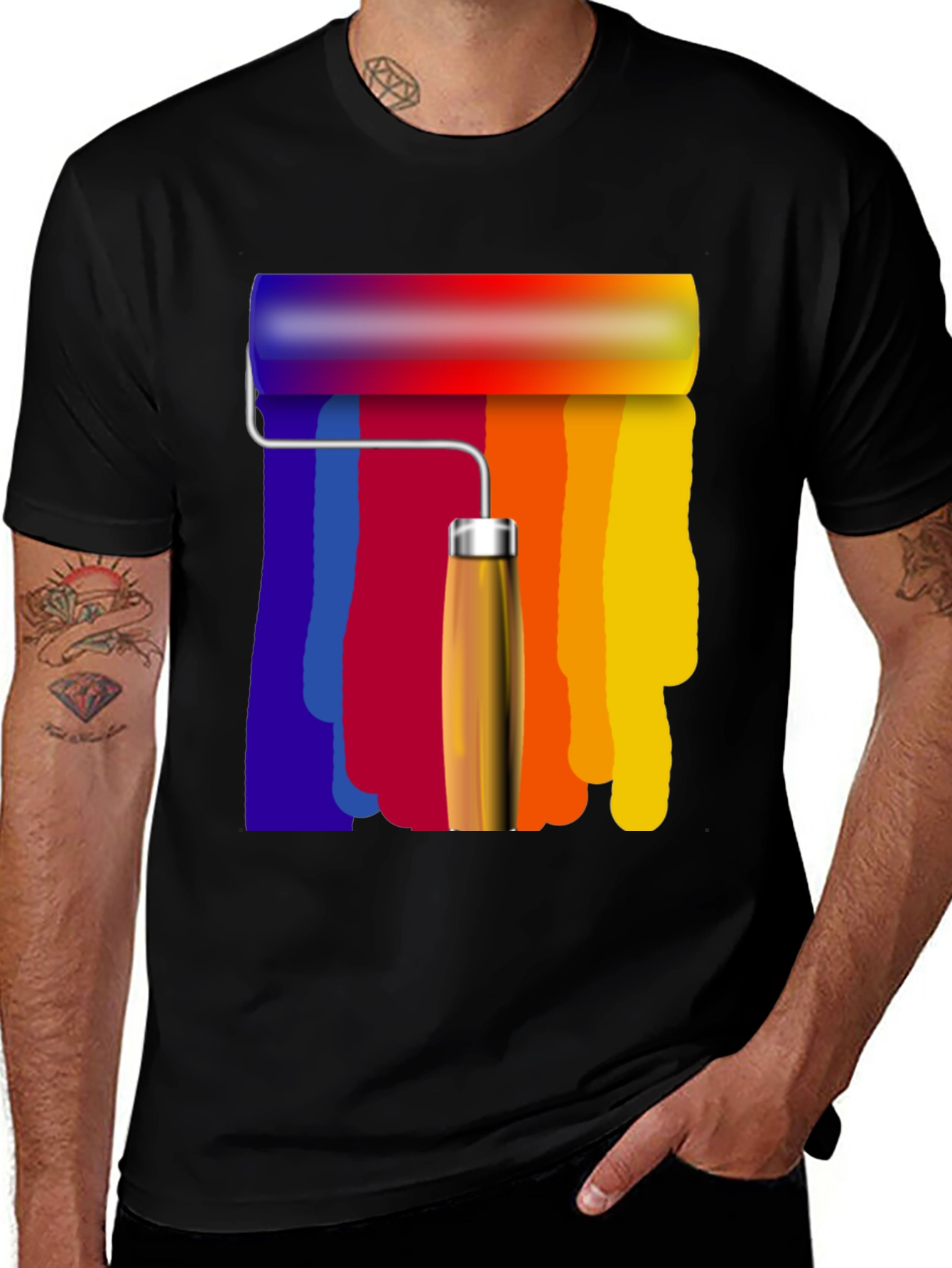 Variant 15 of Rainbow Paint Roller Graphic T-Shirt - Artistic Design