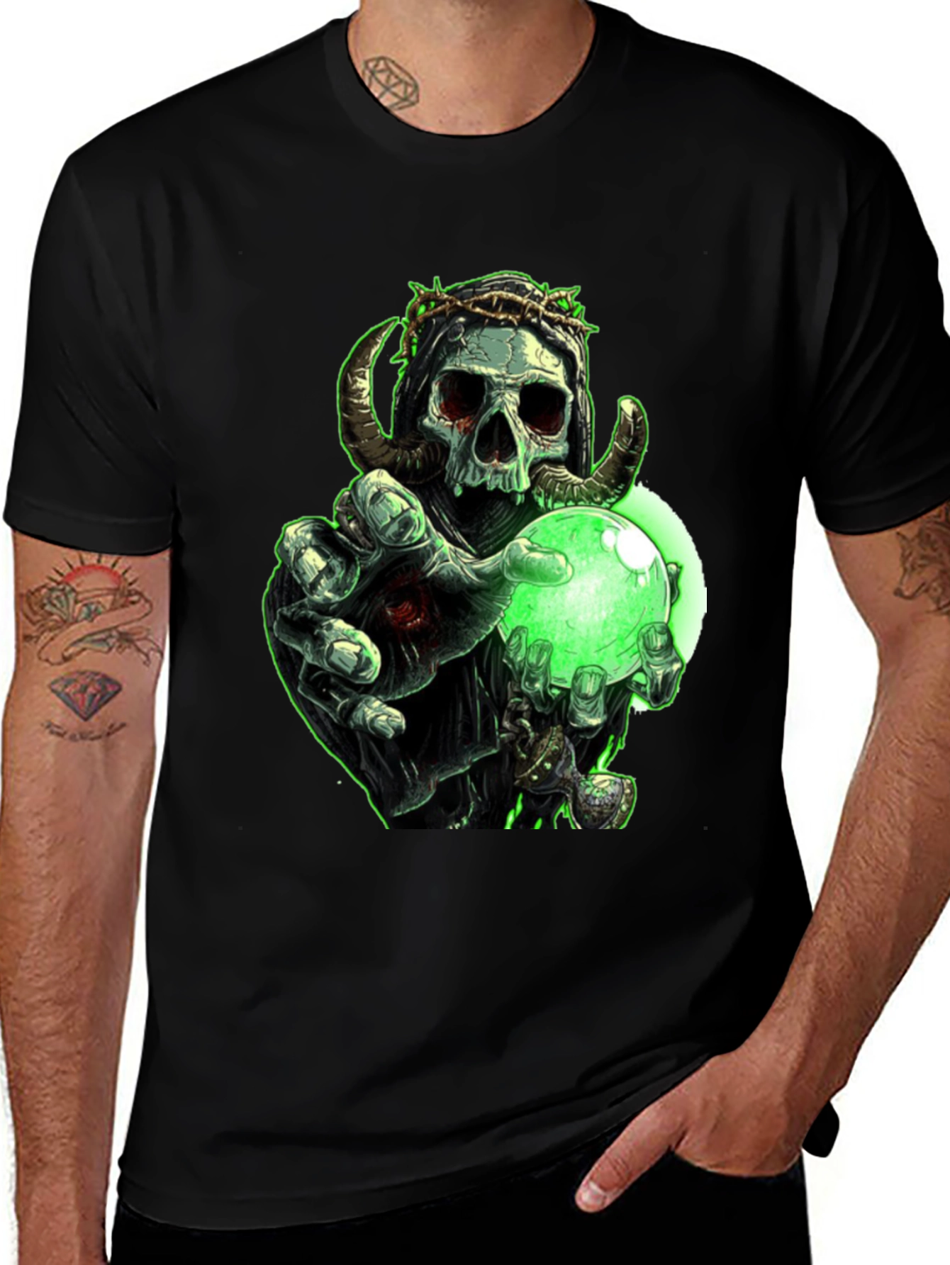 Variant 8 of Grim Reaper Skull Graphic T-Shirt - Black
