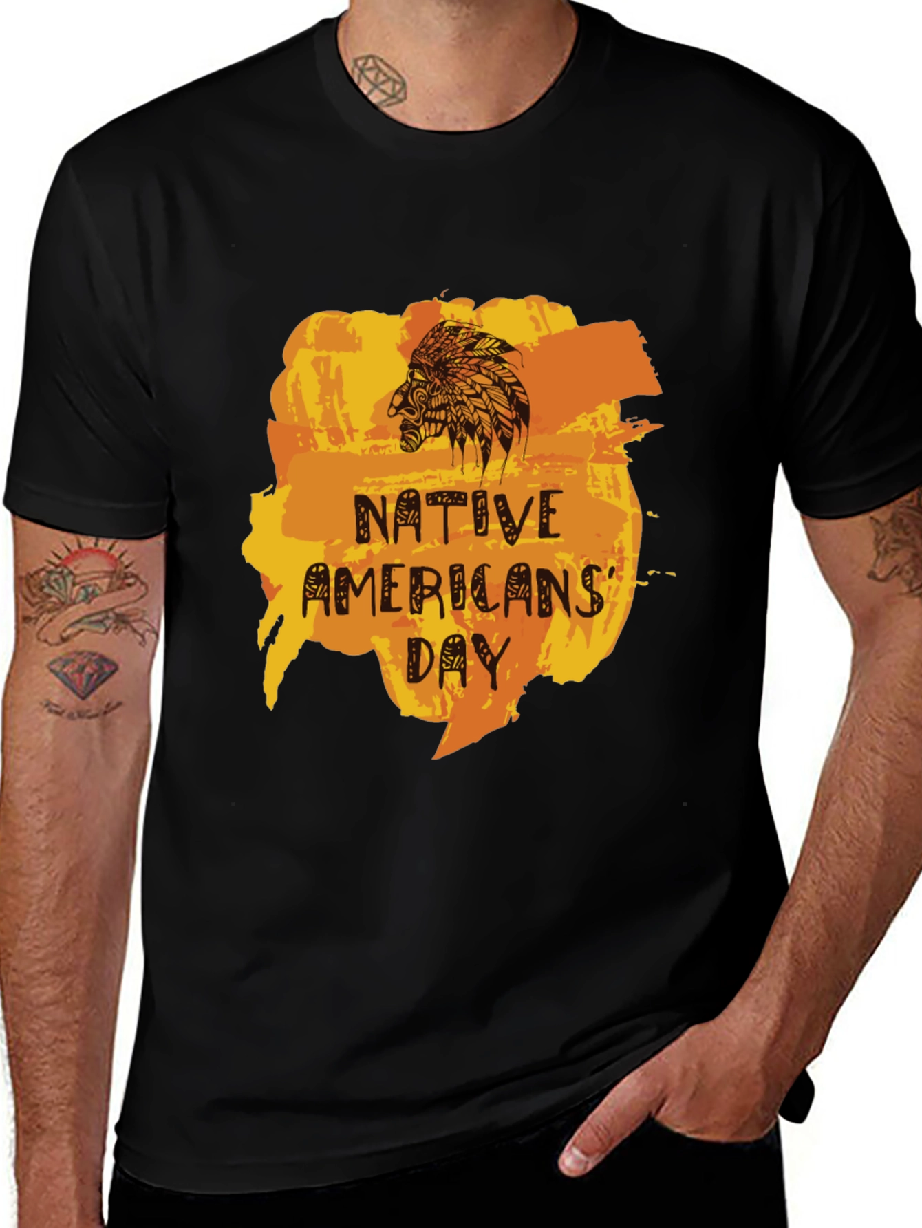 Variant 24 of Native Americans' Day Graphic Tee - Unisex Black T-Shirt