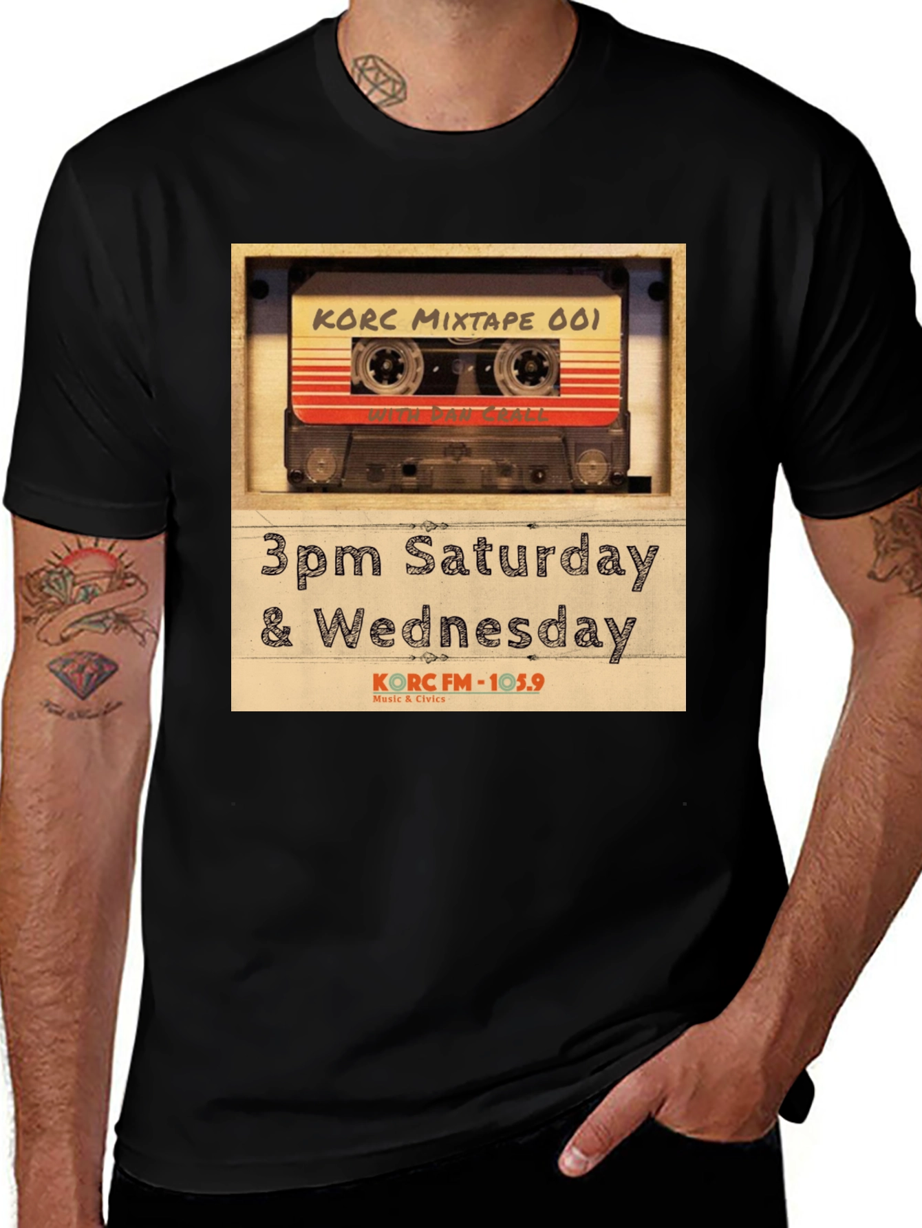 Black Retro KORC Mixtape T-Shirt - Music & Civic Pride main image