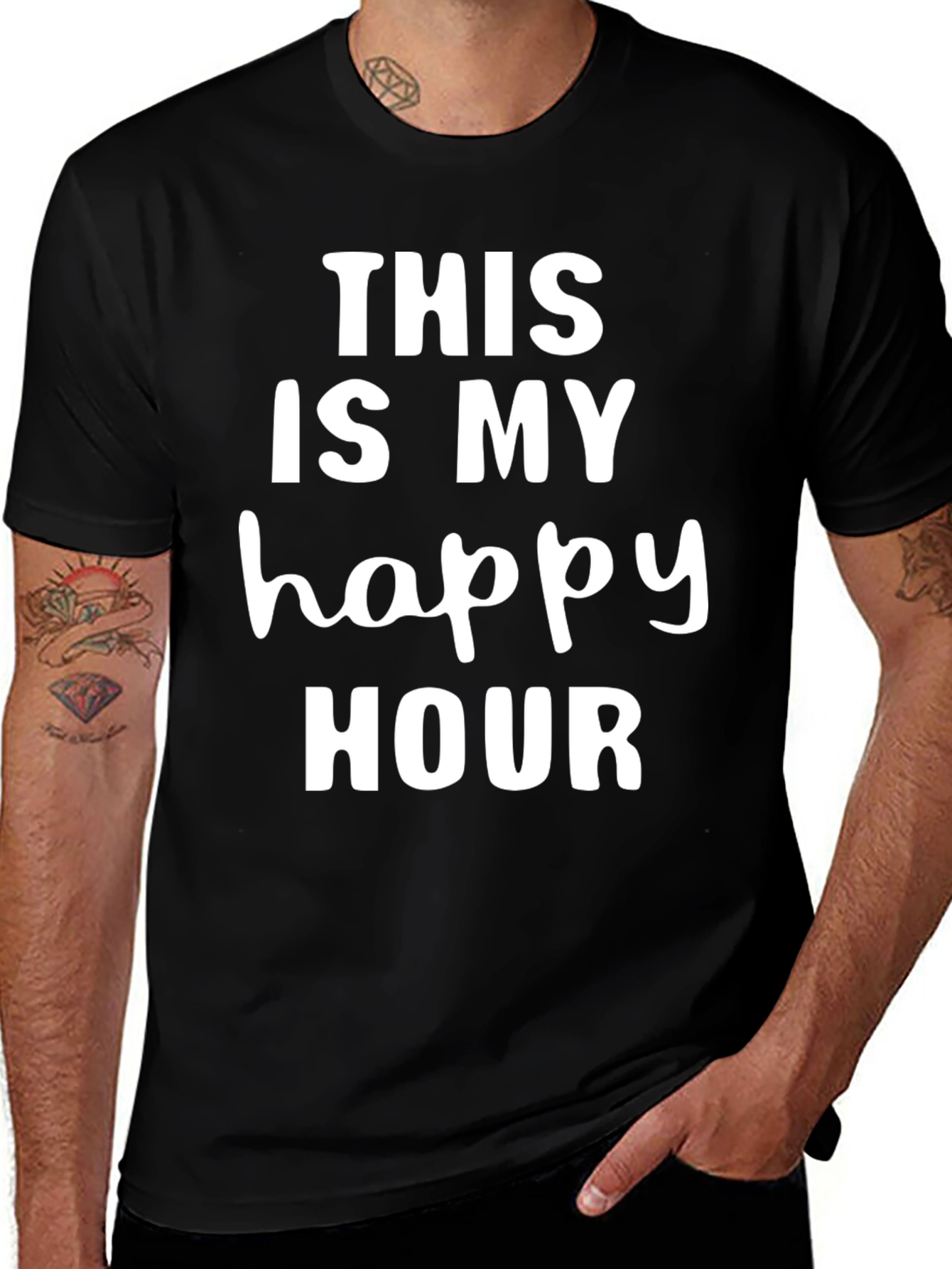 Variant 28 of This Is My Happy Hour Graphic Tee - Black