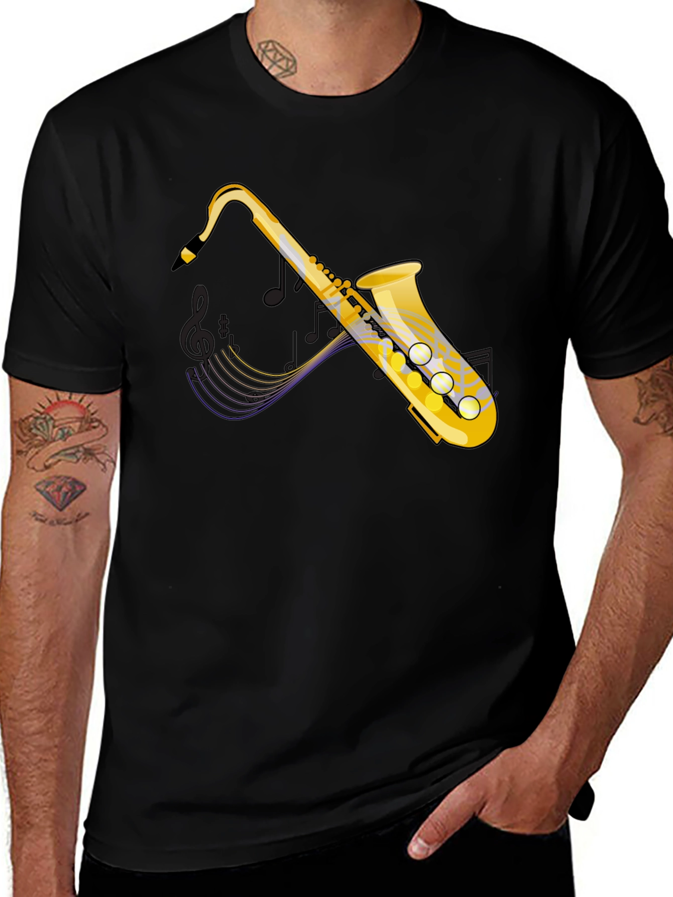 Variant 8 of Saxophone Graphic Tee - Musical Instrument Shirt