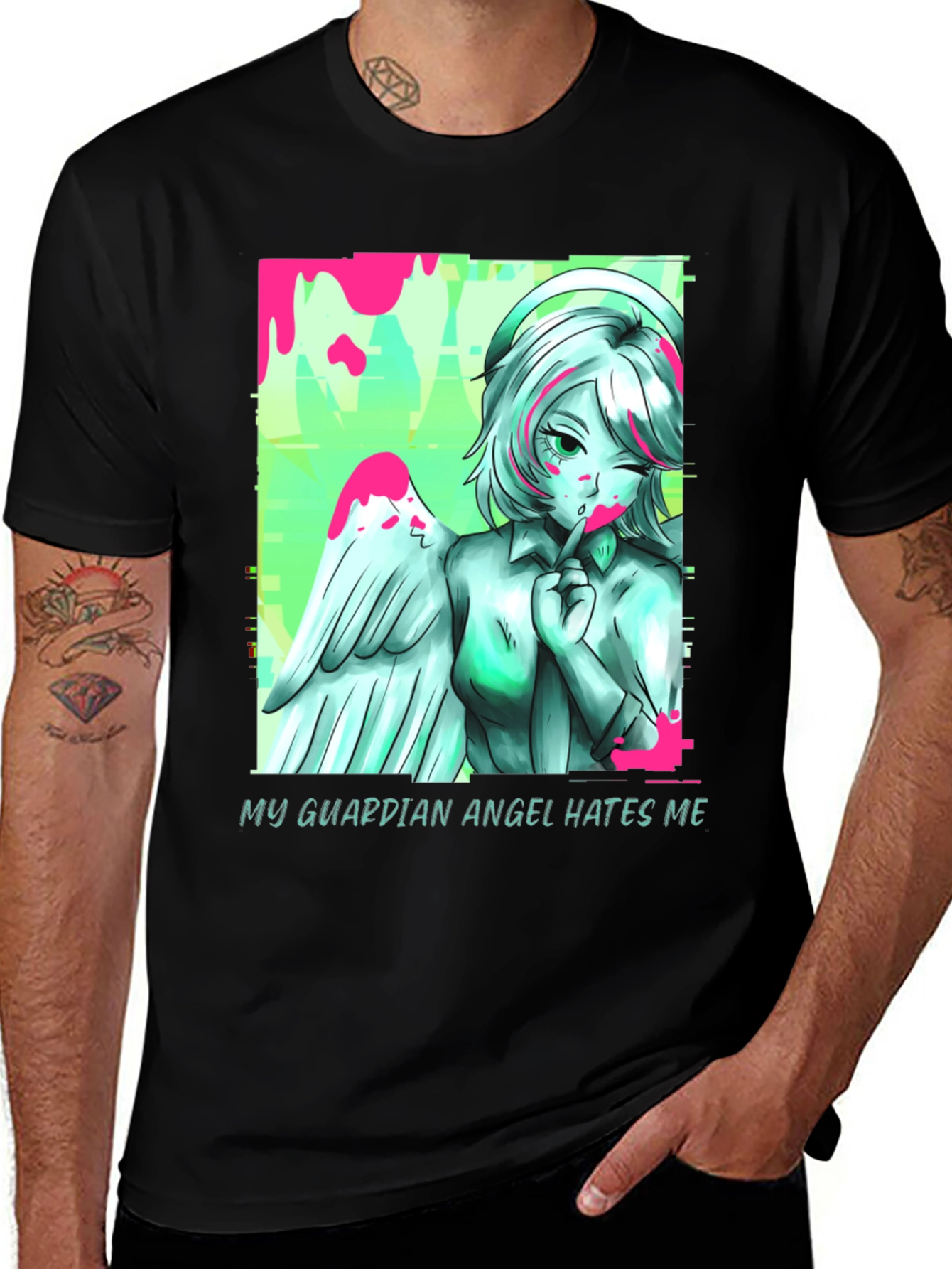 Variant 7 of Guardian Angel Graphic Tee - Unisex Black T-Shirt